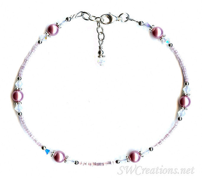 Vintage Rose Opal Crystal Pearl Anklet - Elegant Bohemian Ankle Bracelet for Women, Perfect for Beach Weddings, Summer Outfits & Boho Fashion Accessories