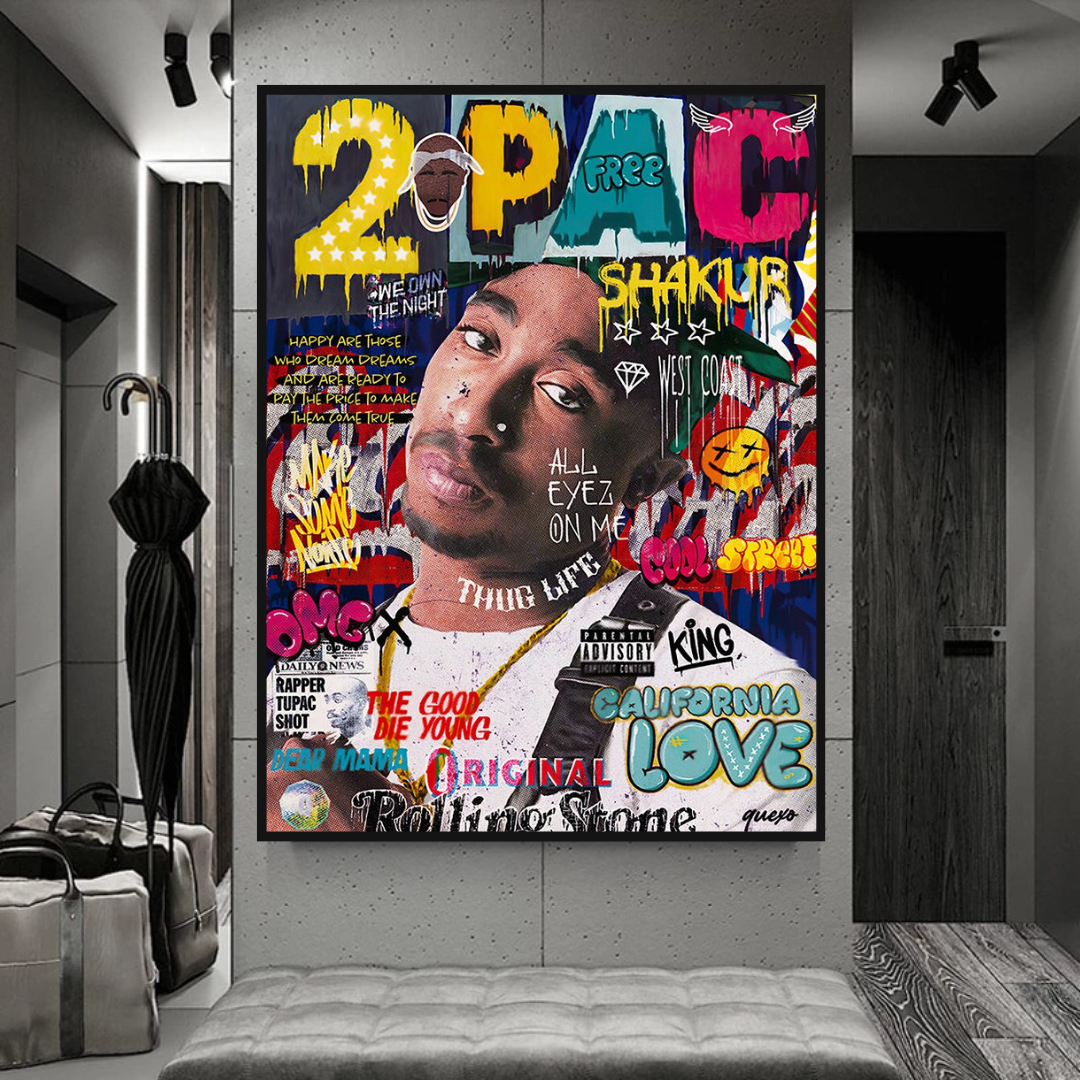 Tupac Rapper Canvas Wall Art - Unique & Vibrant Hip Hop Decor for Living Room, Bedroom & Office - Perfect Gift for Music Lovers & Hip Hop Fans