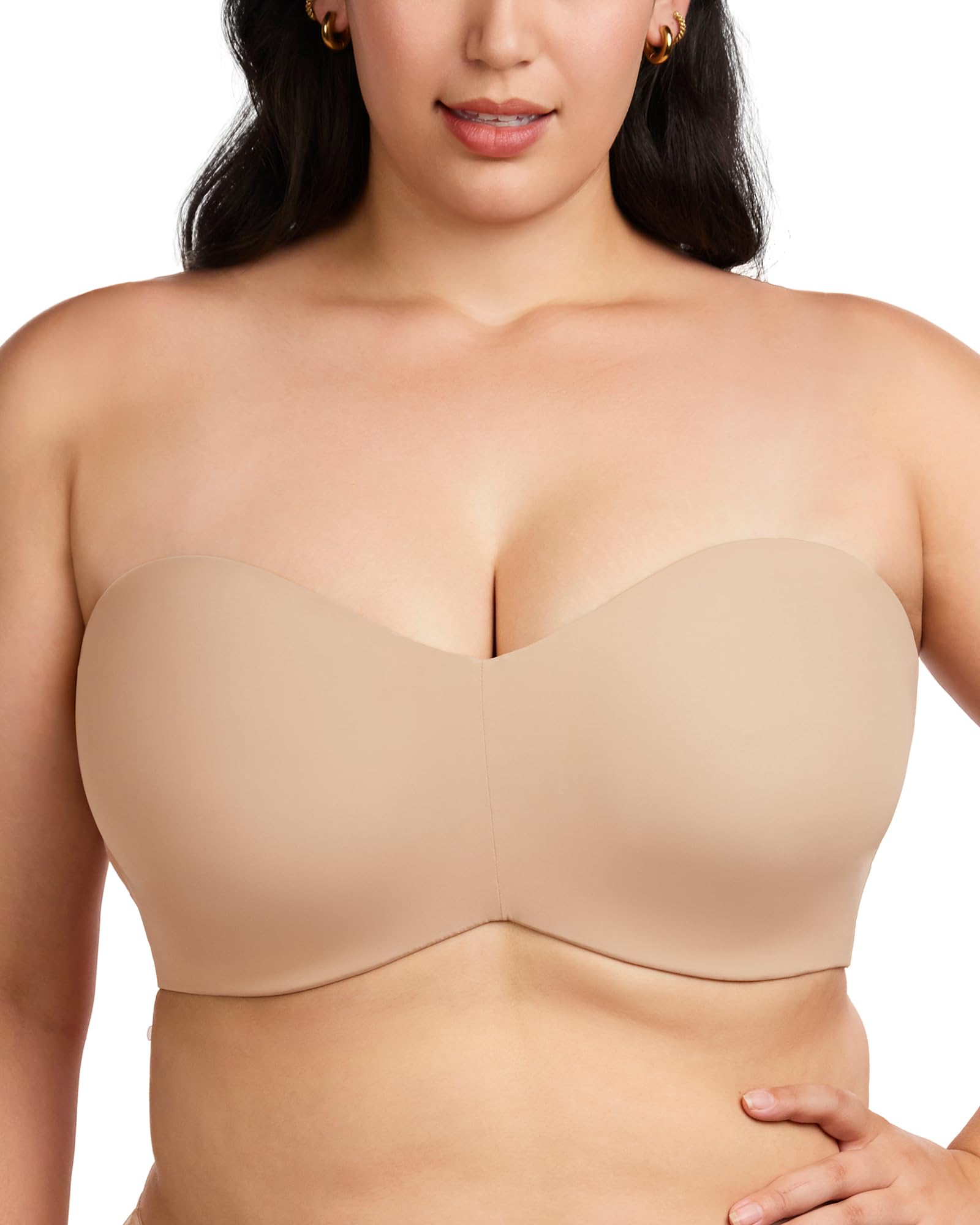HSIA Women's Plus Size Strapless Bra with Underwire - Lightly Lined Convertible Bandeau Bra for Large Bust - Perfect for Wedding Dresses, Evening Gowns & Formal Wear
