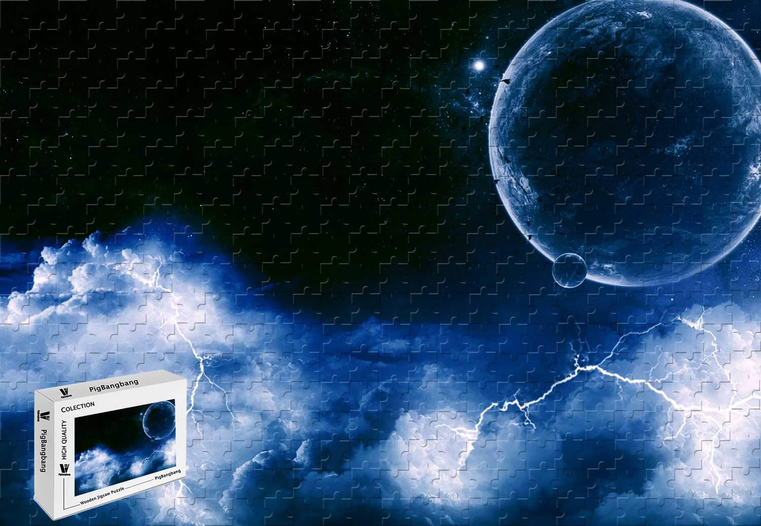 500 Piece Jigsaw Puzzle - Lightning in Space - 20.6x15.1 Inch Basswood Bright Colorful Puzzle for Adults & Teens - Perfect for Family Game Night, Stress Relief & Home Decor