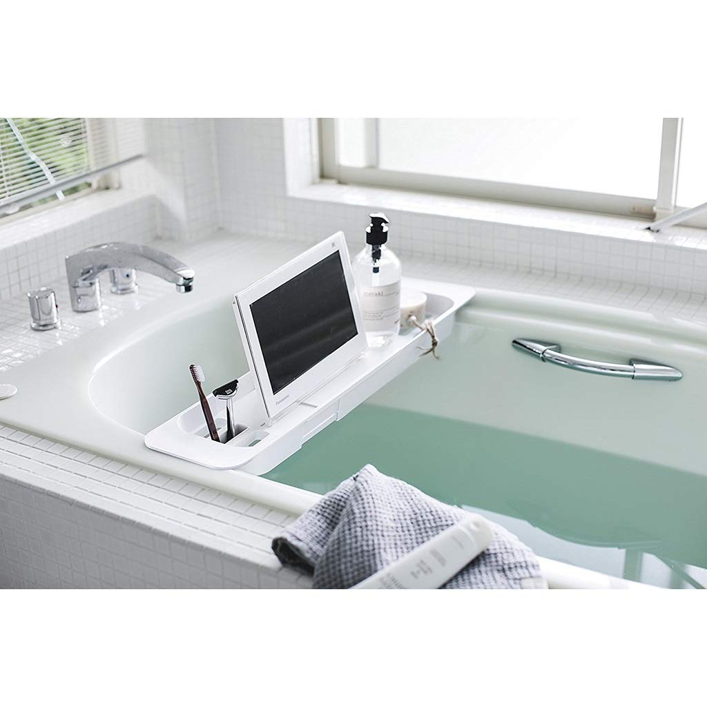 Adjustable Bathtub Reading & Wine Rack - Extendable Bathroom Storage Shelf for Books, Glasses & Essentials | Perfect for Relaxing Baths & Spa Nights (Color: Black)
