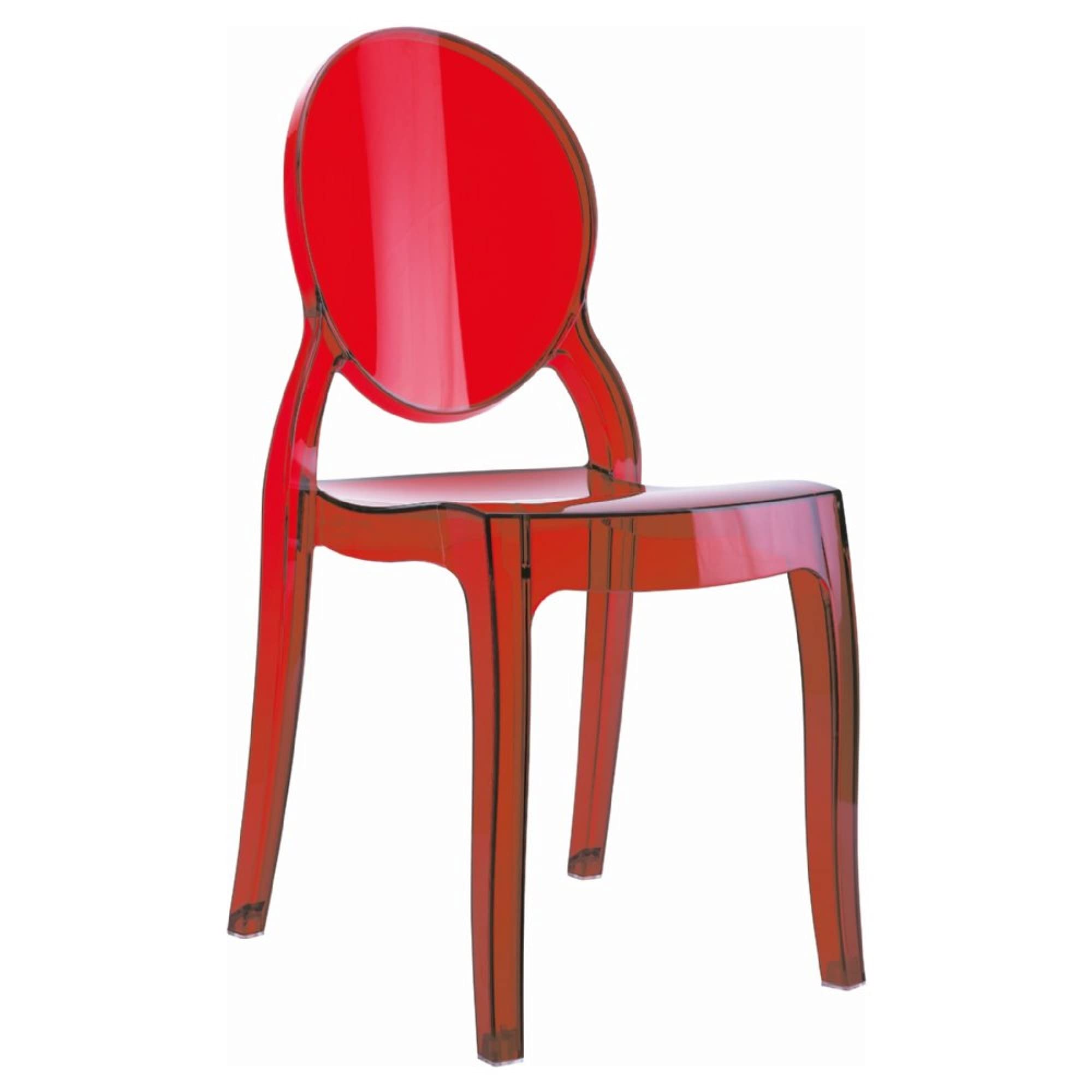 **Transparent Red Baby Elizabeth Kids Chairs (Set of 2) – Durable & Stylish for Playrooms, Bedrooms, and Party Decor**