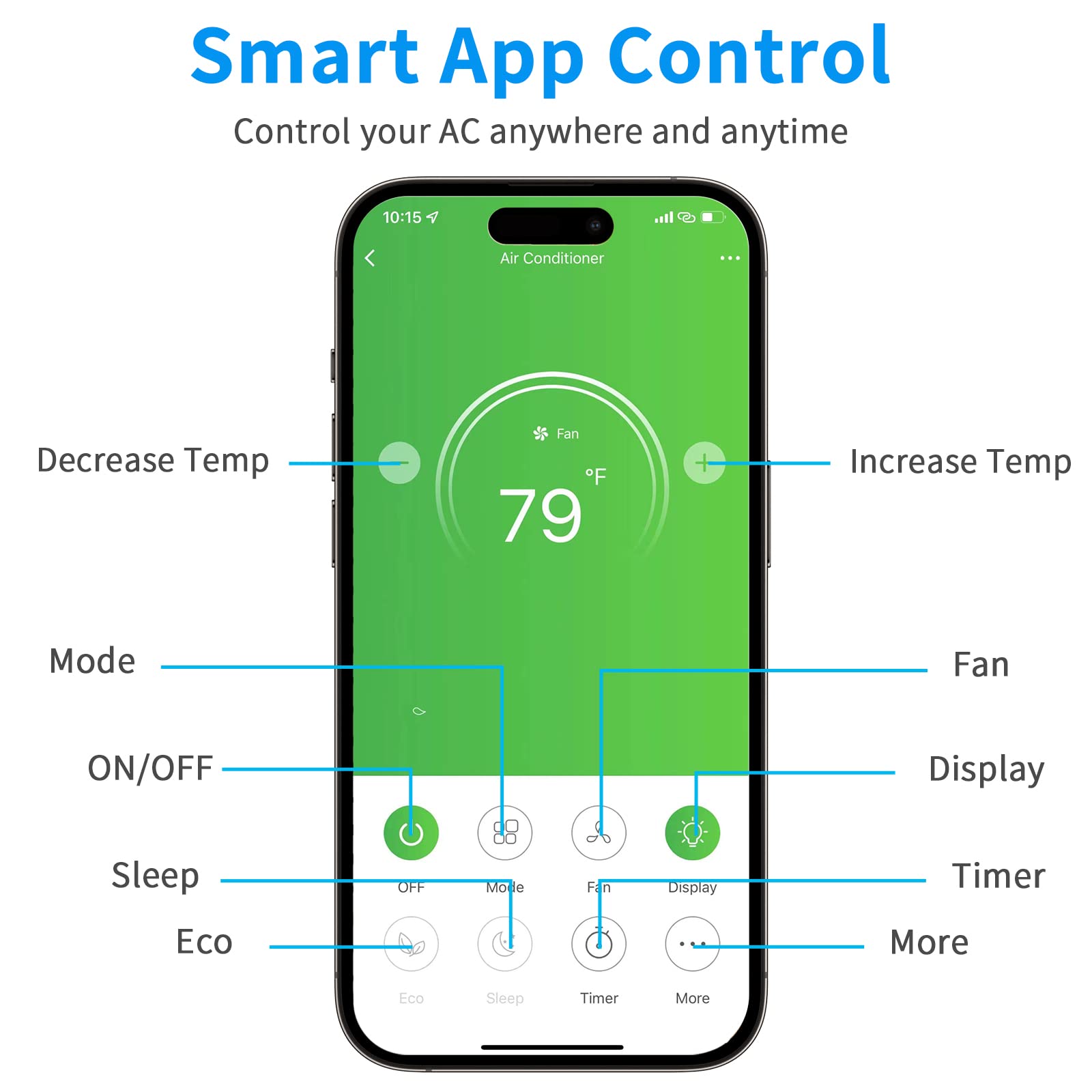Bonnlo 6000 BTU Smart WiFi Window Air Conditioner - Energy Efficient Cooling for Rooms Up to 250 Sq.Ft - Remote Control & Timer - 115V White - Perfect for Bedrooms, Home Offices & Small Apartments