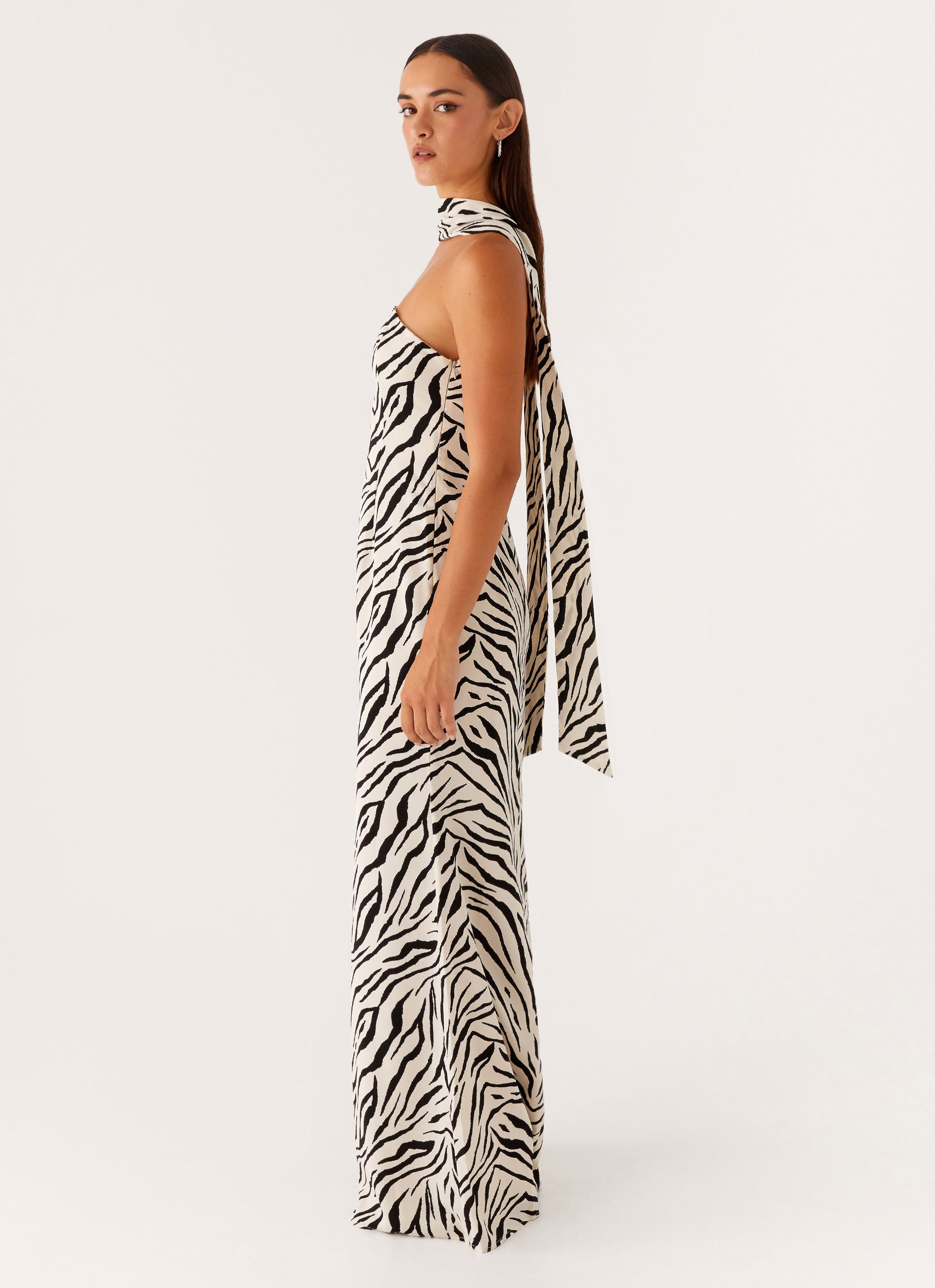 Strapless Zebra Print Maxi Dress for Women - Elegant Jigsaw Pattern Long Dress for Summer, Beach, and Evening Parties