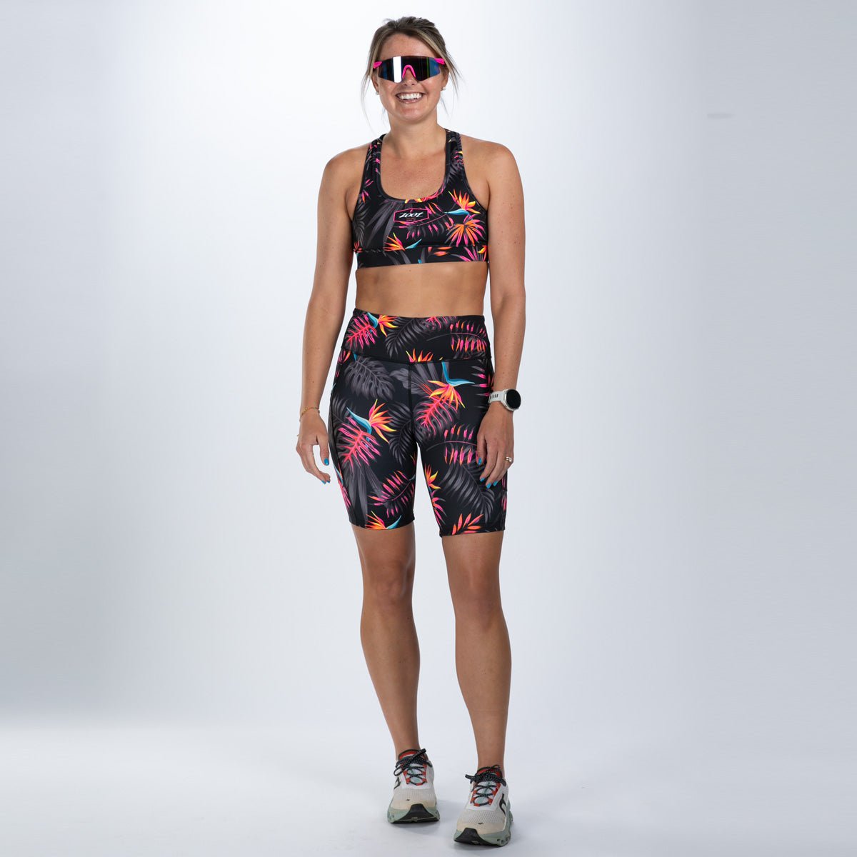 Women's Limited Edition Run 8 Pulse High Rise Running Shorts - Tropical Magic Print - Perfect for Gym Workouts, Jogging & Summer Outdoor Activities