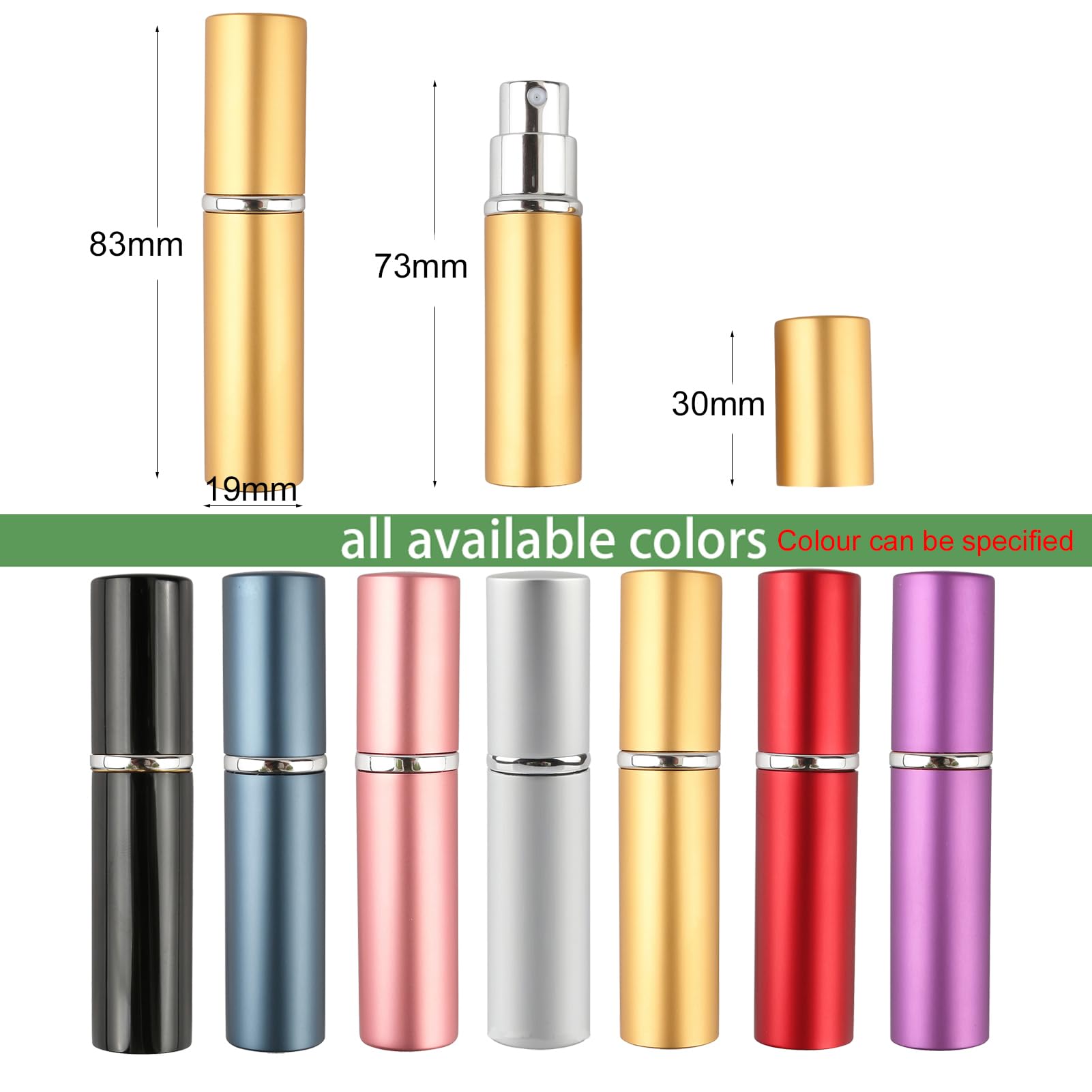 PQPAUTY 6-Pack Mini 5ml Refillable Glass Perfume Atomizer - Travel Size Aluminum Perfume Spray Bottle for Women & Men - Perfect for Gym, Travel, Office & Daily Fragrance Refills