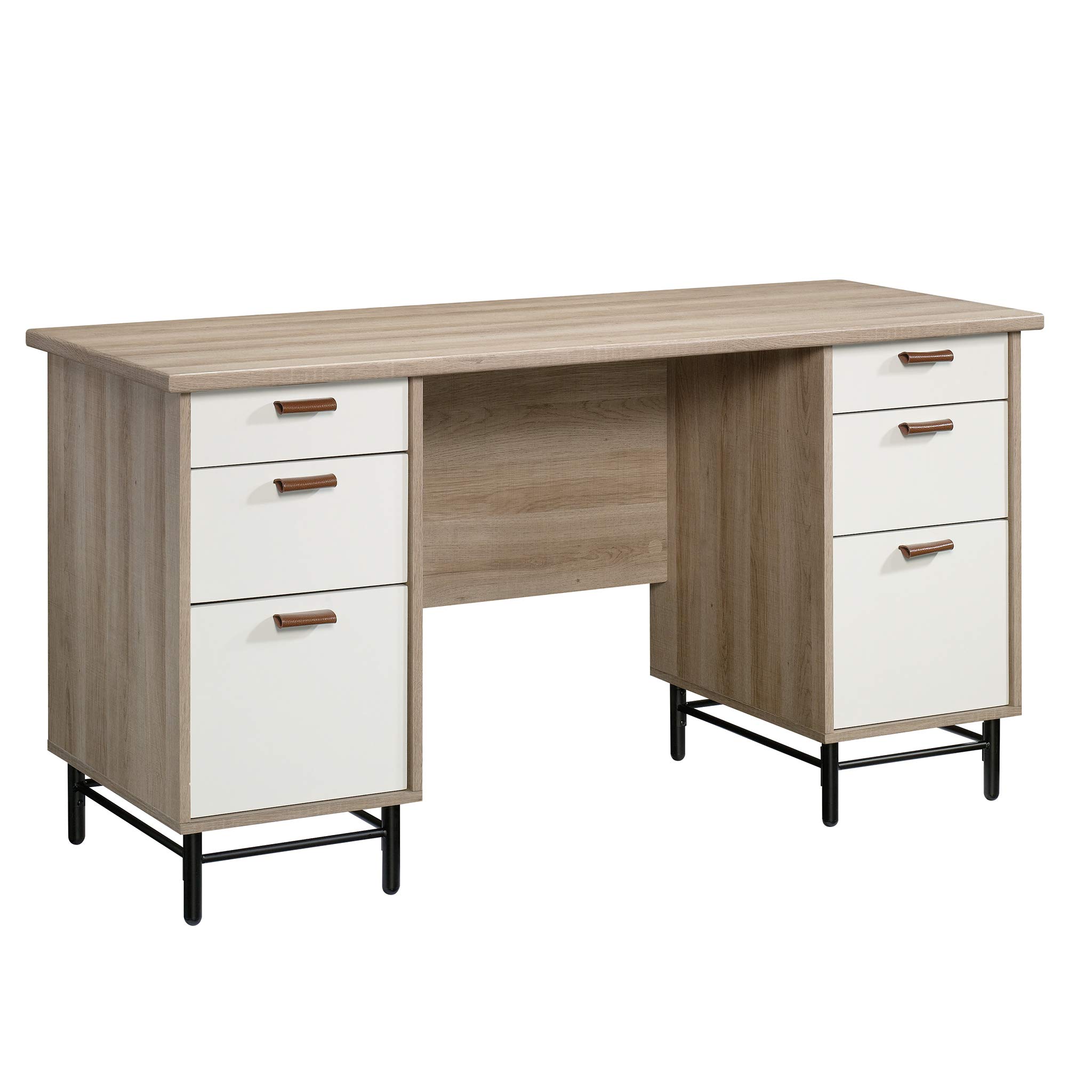 Sauder Anda Norr Executive Desk - Sky Oak Finish - Modern Office Desk for Home & Business Workspaces