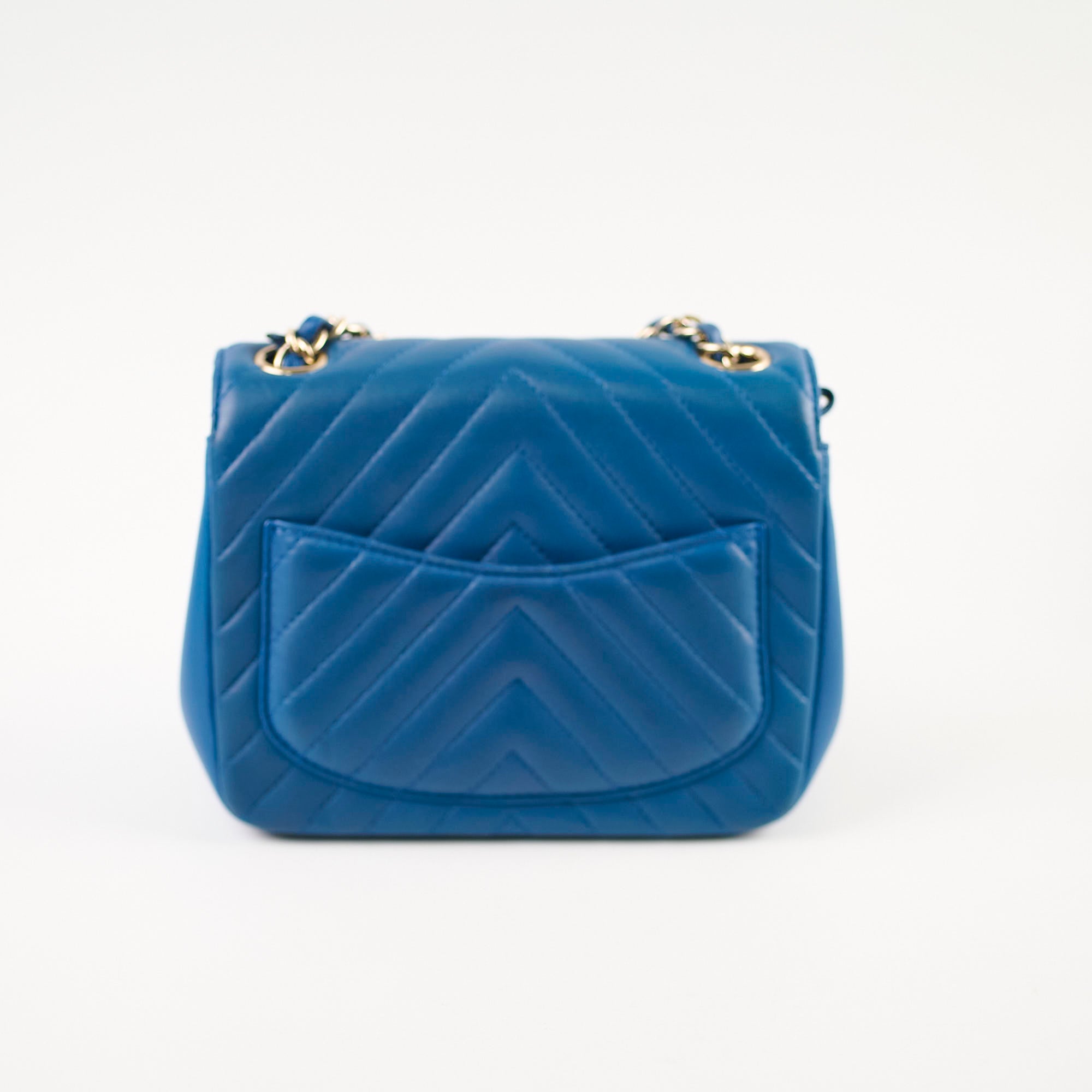 Chanel Mini Square Chevron Bag in Blue - Luxury Crossbody Bag for Women | Perfect for Parties, Dates & Everyday Use