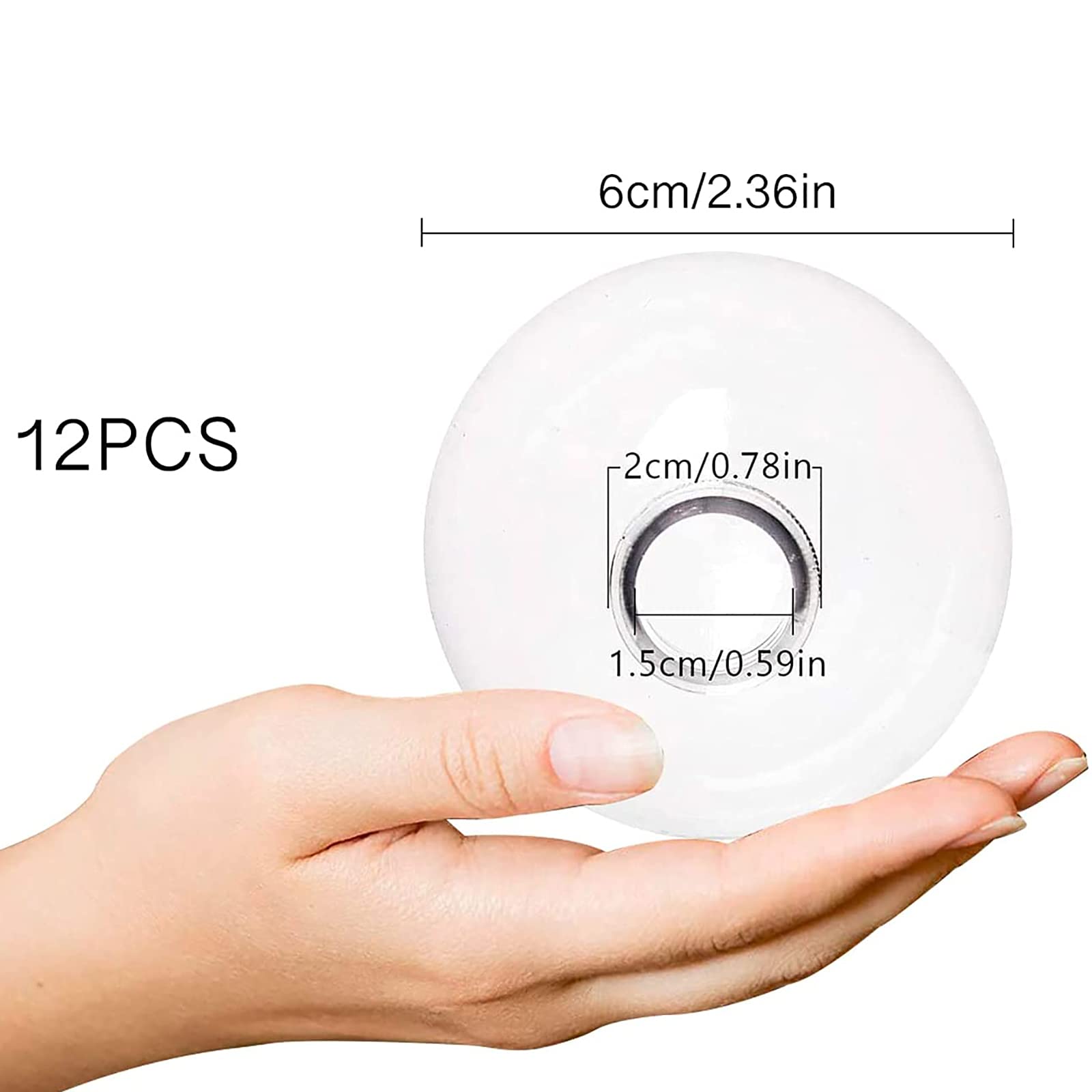 12 Pack Clear Plastic Fillable Ornament Balls - 2.36 Inch (60mm) DIY Christmas Decorations for Tree, Halloween Party, Birthday, Wedding & Craft Projects - Perfect for Holiday Gift Giving & Home Decor