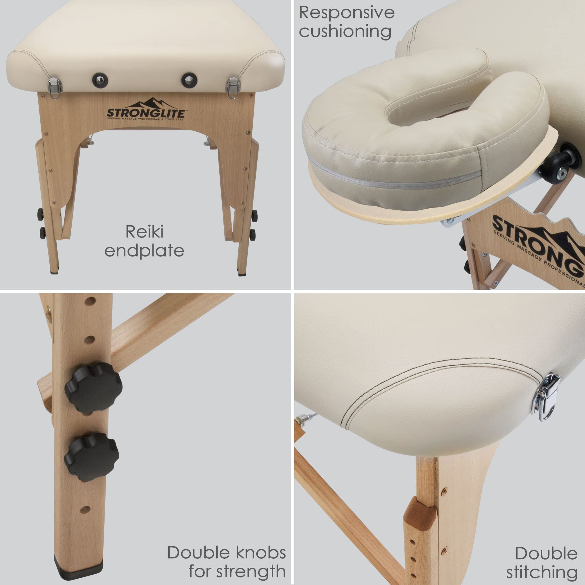 STRONGLITE Portable Massage Table with Adjustable Face Cradle - Professional All-in-One Therapy Table Set Includes Pillow, Half Round Bolster & Carrying Case - Perfect for Home Spa, Chiropractic Clinics & Mobile Massage Therapists (Black)