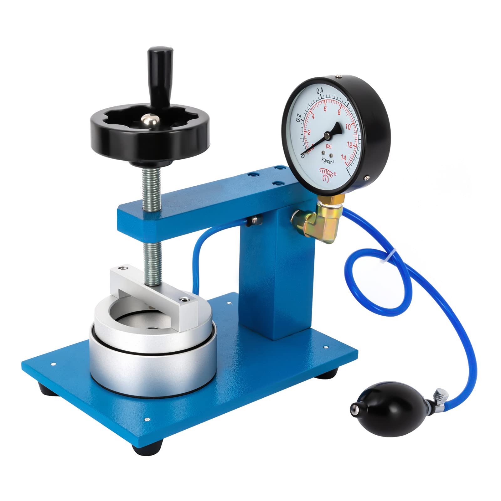 Hydrostatic Waterproof Testing Machine for Textile Fabric - Blue Pressure Tester for Plastic Bags, Garments, Tents & Raincoats with Pointer Display, Water Pot & English Manual | Ideal for Quality Control in Apparel, Outdoor Gear & Packaging Industries