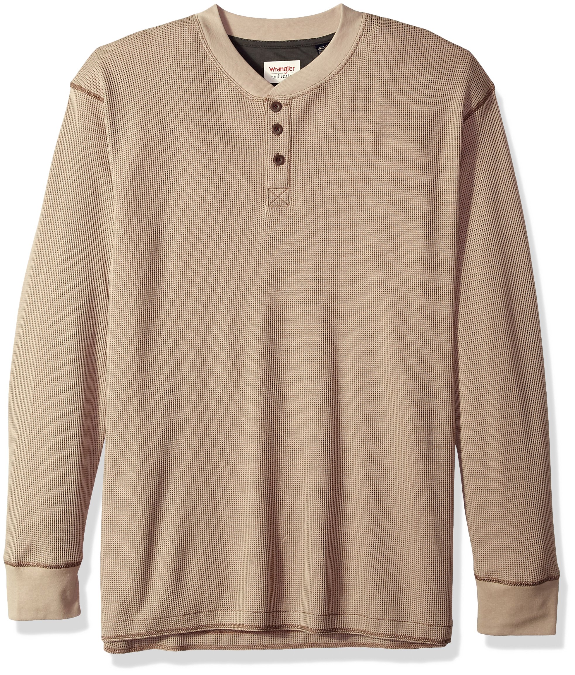 Wrangler Authentics Men's Long Sleeve Waffle Henley Shirt - Soft Thermal Crewneck Top for Casual Wear & Outdoor Activities