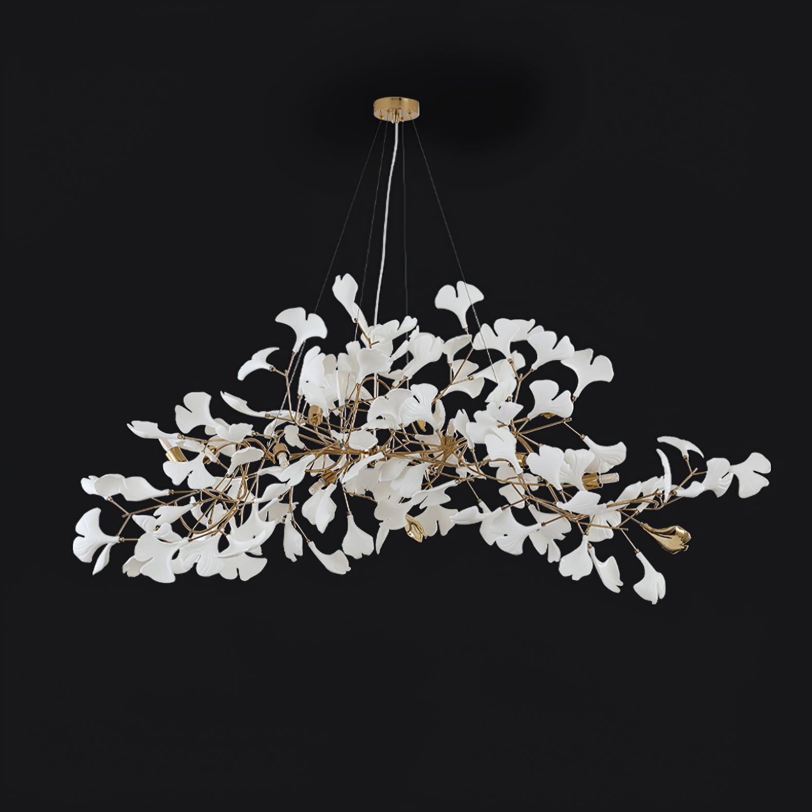 Elegant Ginkgo Leaf Chandelier - Modern Gold Ceiling Light Fixture for Dining Room, Living Room & Bedroom Decor - Perfect for Home, Hotel and Wedding Venue Lighting