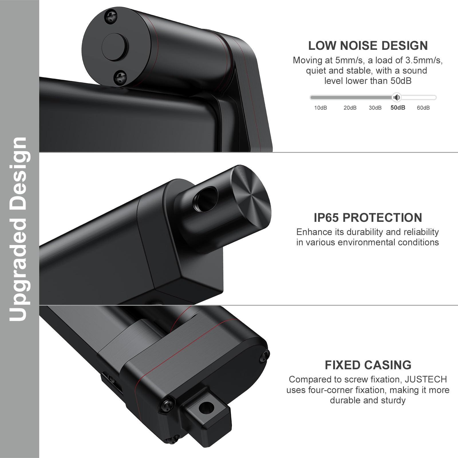 Justech 50mm 2inch Heavy Duty Linear Actuator Motor, 3000N 660LBS Stroke, 12V DC Linear Motion Actuator for Electric Beds, Sofa Recliners, Industrial Lifting Systems - Black (3000N 50mm) | Perfect for Home Automation, Medical Equipment & DIY Projects