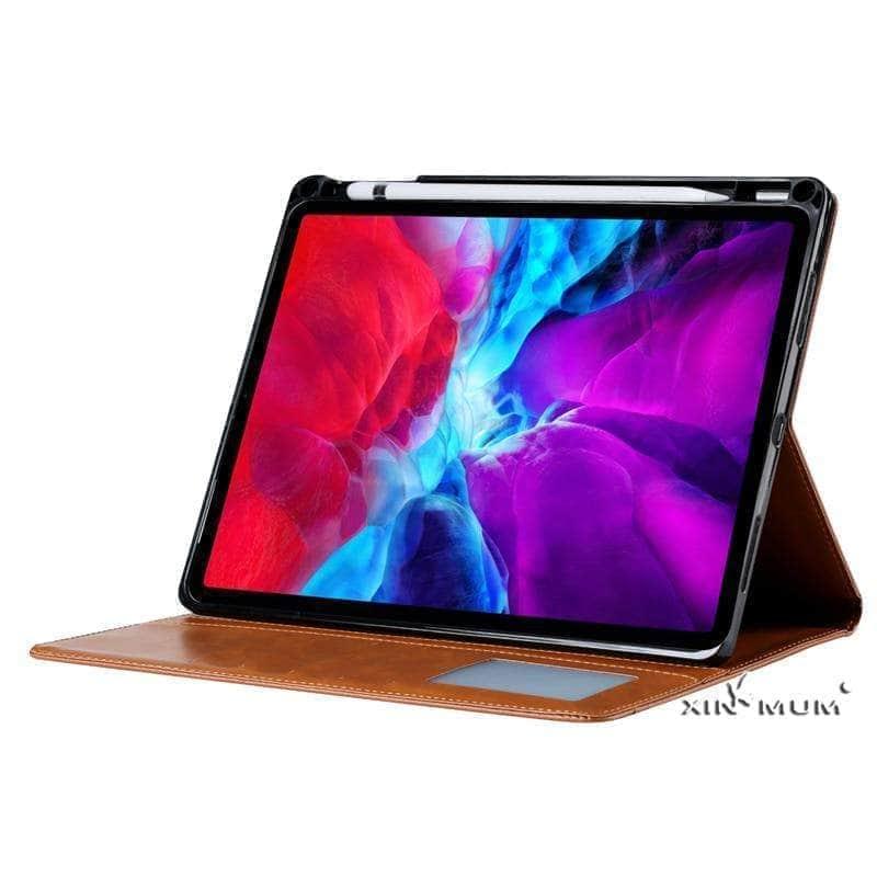 Premium Leather Flip Case for iPad Pro 11/12.9 (2020 Model) with Pen Holder & Card Slot - Perfect for Business Professionals & Office Use