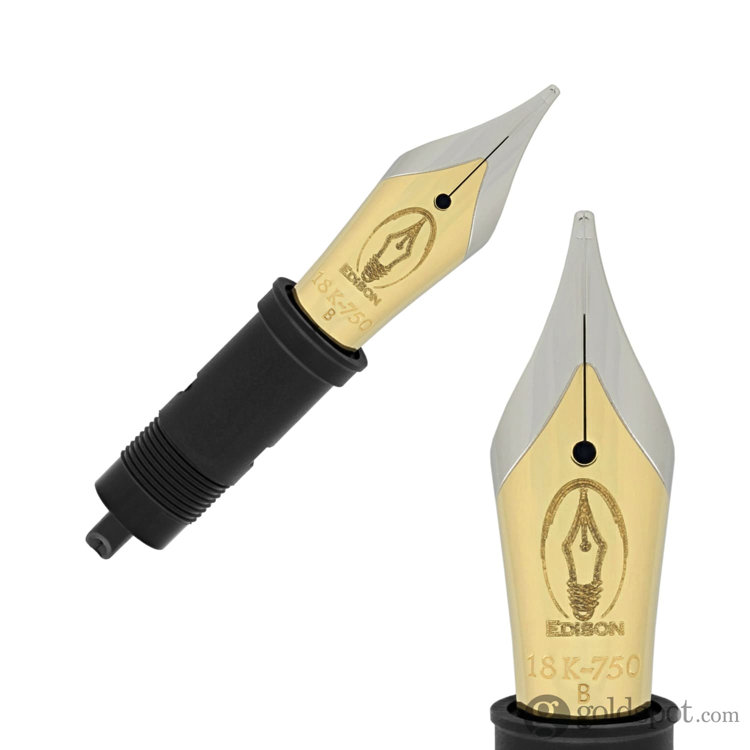Edison Replacement Nib No.6 Size 18K Gold Pen Nib - Premium Fountain Pen Replacement Tip for Calligraphy, Writing & Collecting