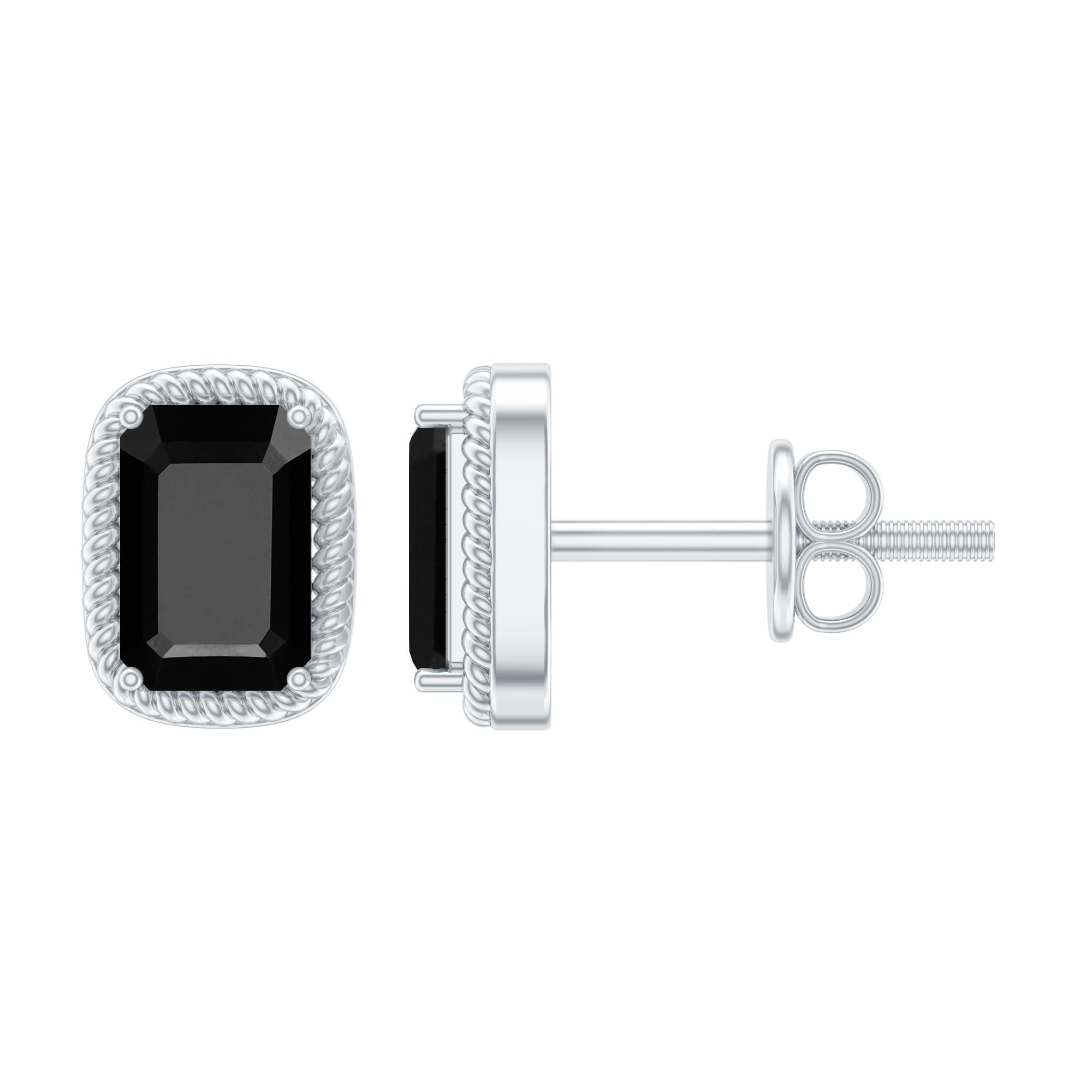 Black Onyx Solitaire Stud Earrings for Women - December Birthstone Jewelry, Elegant Birthday Gift for Her - Perfect for Parties, Weddings & Everyday Wear