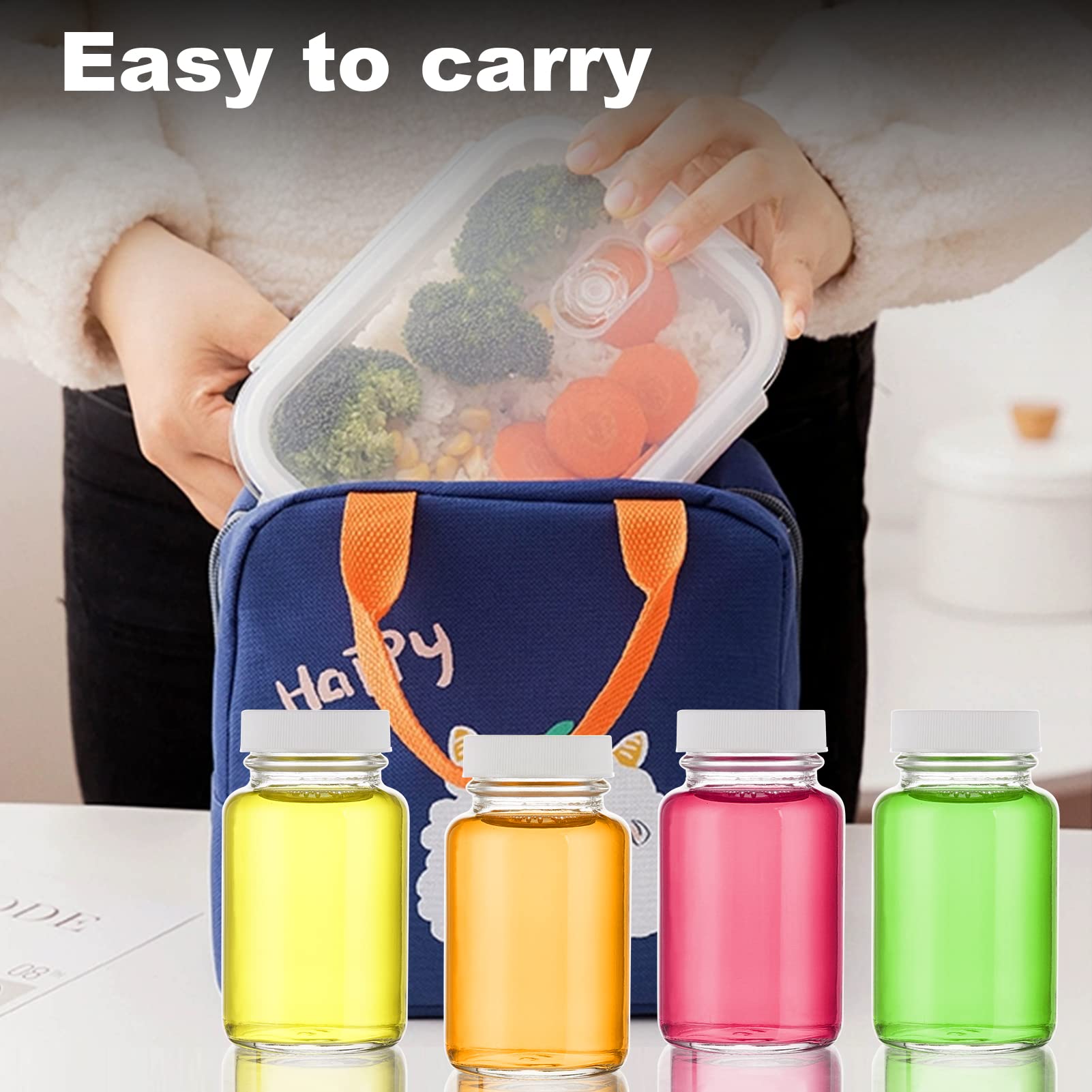 8 Pack 3.5oz Clear Glass Juice Shot Bottles with Leak-Proof Lids - Reusable Beverage Containers for Juicing, Storage & Travel - Includes Cleaning Brush & Funnel (Perfect for Smoothies, Cocktails & Meal Prep)