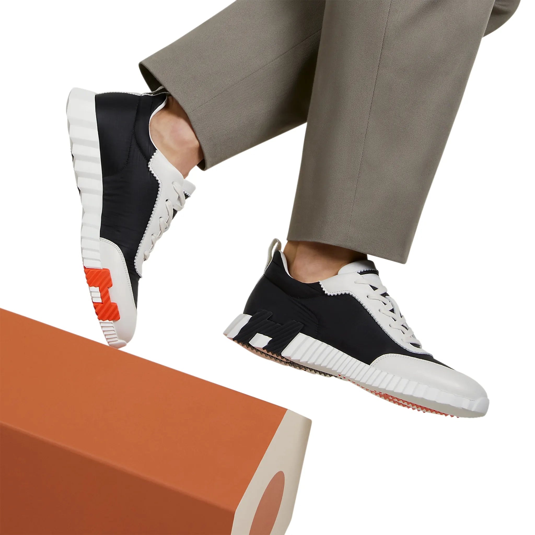 Hermès Paris Ripstop Bouncing Sneakers - Black & White Luxury Athletic Shoes for Men | Comfortable Running & Casual Wear
