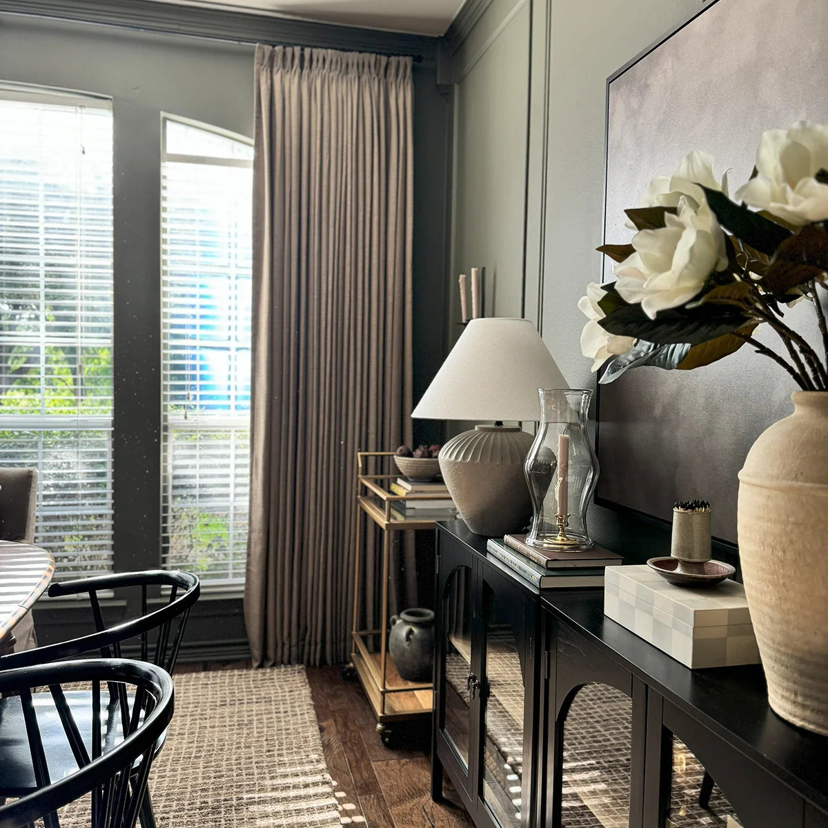 Pinch Pleated Blackout Curtains - 100% Linen Custom Drapes in Grey & Beige | Modern Thermal Insulated Window Treatments for Living Room & Bedroom