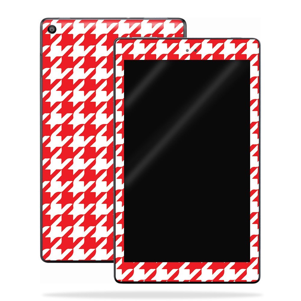 MightySkins Vinyl Decal Wrap Cover for Amazon Kindle Fire HD 10 (2017) - Red Houndstooth Design | Protective & Durable Skin | Easy to Apply & Remove | Made in USA | Perfect for Travel, Work & Home Use