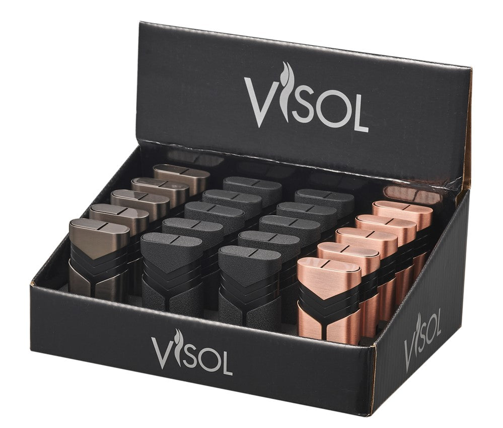 Visol Retail Package Mitchell Dual Flame Lighter - 20 Count Pack (VLR7 Mitchell Prepack) - Perfect for Candle Lighting, Outdoor Camping & BBQ Parties