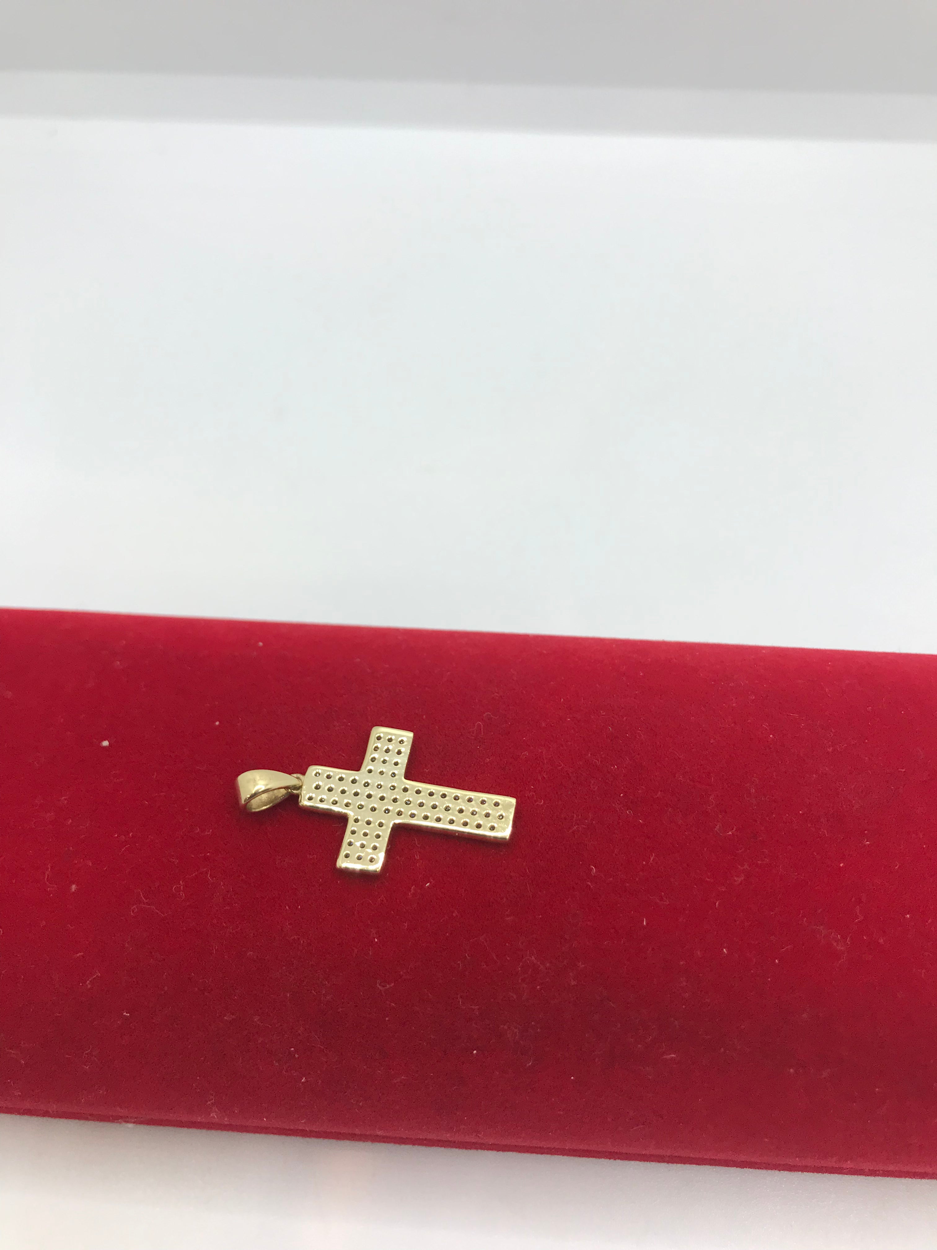 10K Gold CZ Stone Cross Pendant Necklace for Women - Elegant Religious Jewelry Gift for Christmas, Baptism & Everyday Wear