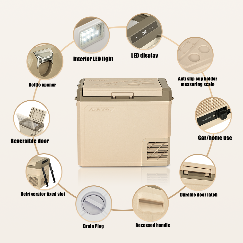 Alpicool GE50 12V/24V Portable Car Refrigerator Freezer - Compact Mini Fridge for Road Trips, Camping & Outdoor Adventures