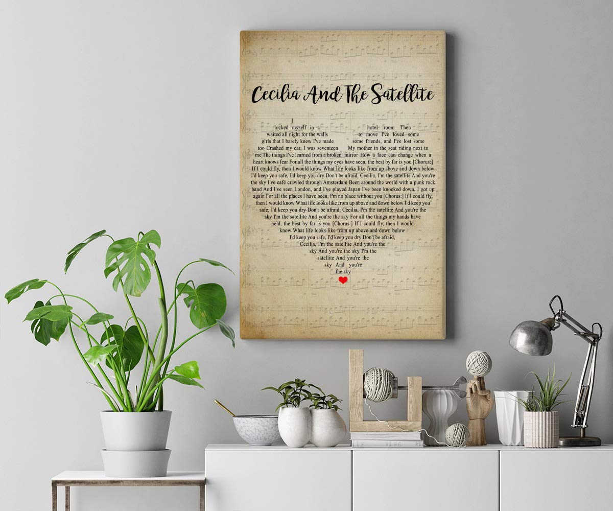Framed Canvas Wall Art - Cecilia & The Satellite Lyrics Portrait (12x18in) for Home Decor
