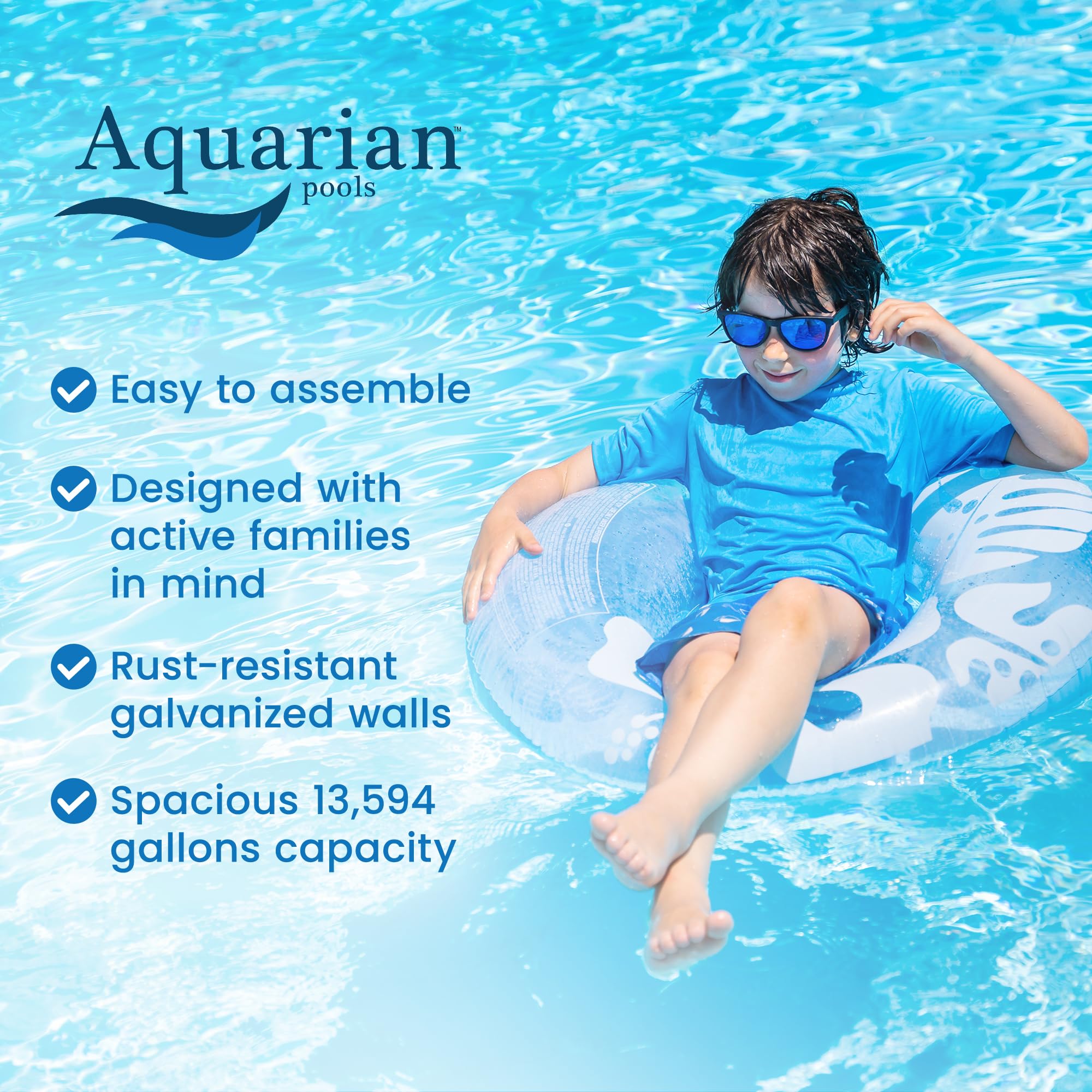 Aquarian Steel-Frame Outdoor Above-Ground Round Swimming Pool 24' x 52