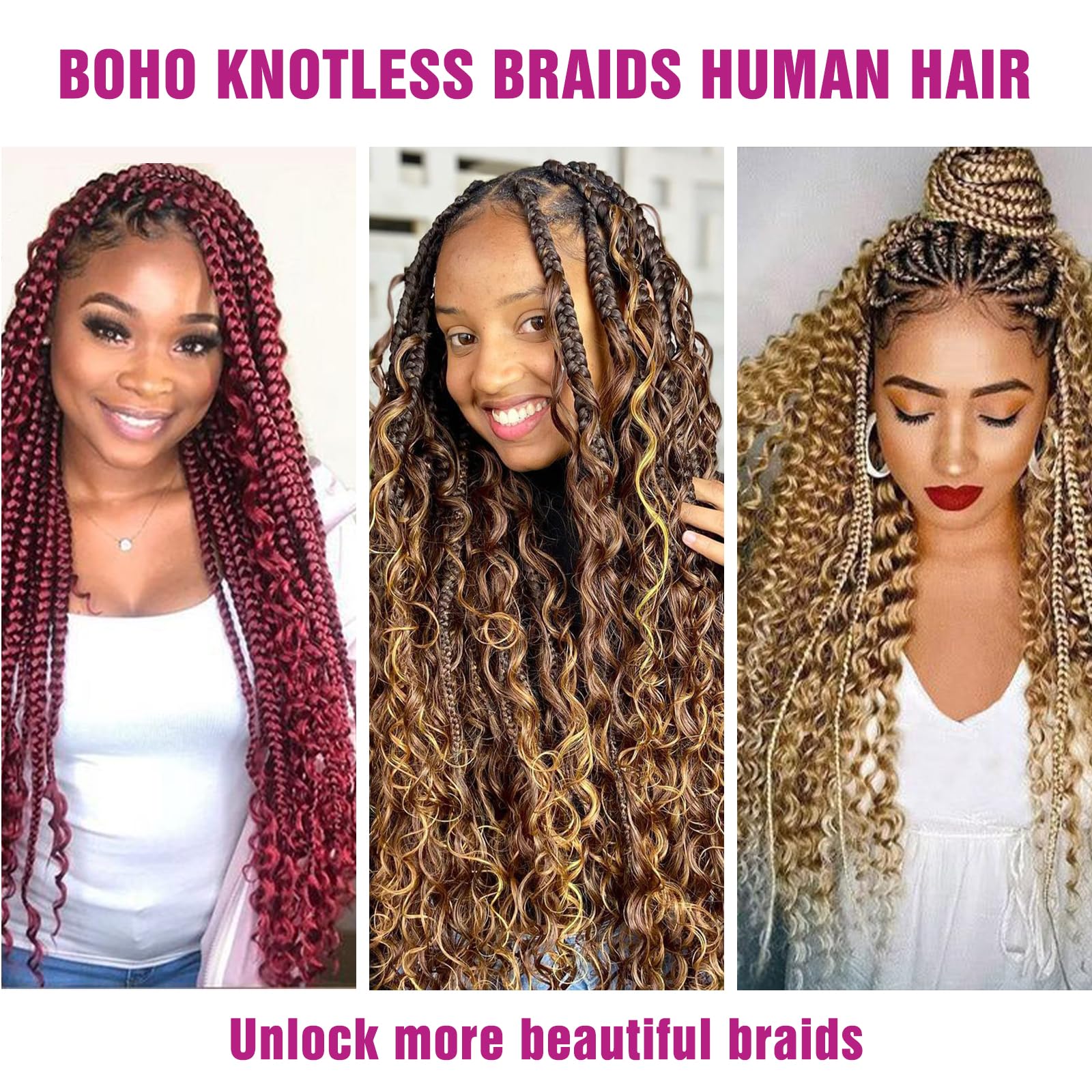 4/27 Honey Blonde Human Braiding Hair Deep Wave Bulk - 100g 16inch No Weft Curly Hair Extensions for Boho Braids & Protective Styles | Perfect for Wet & Wavy Looks, Everyday Wear & Special Occasions