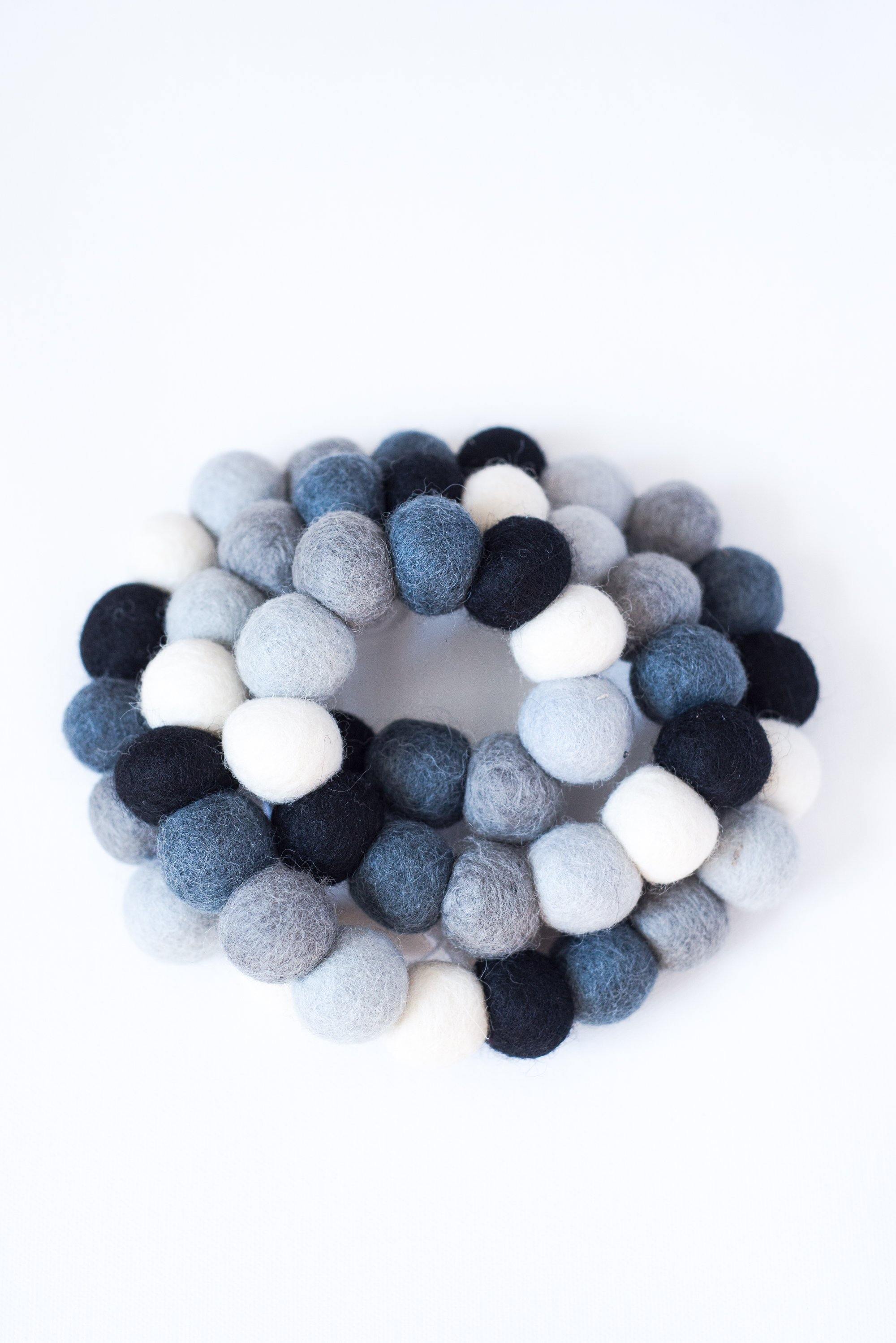 Black to White Ombre Felt Ball Garland - Stylish Party Decor for Weddings, Baby Showers & Home Decor