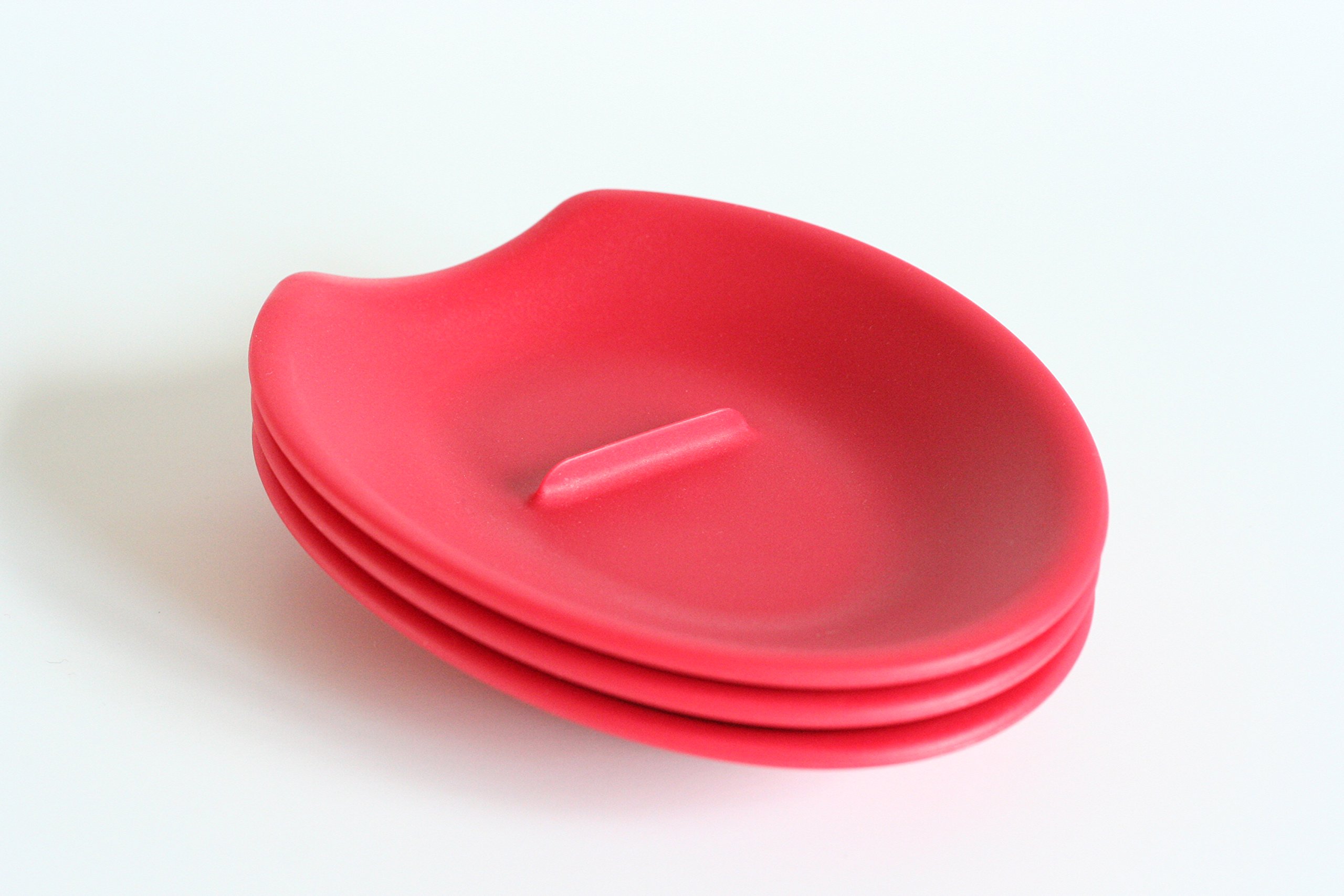 Red Crack'em Egg Cracker & Spoon Rest (3-Pack) - Easy Egg Cracking Tool with Mess-Free Design - Dishwasher Safe for Quick Cleaning - Perfect for Kids & Cooking Enthusiasts - Ideal for Breakfast Prep, Baking, and Kitchen Use