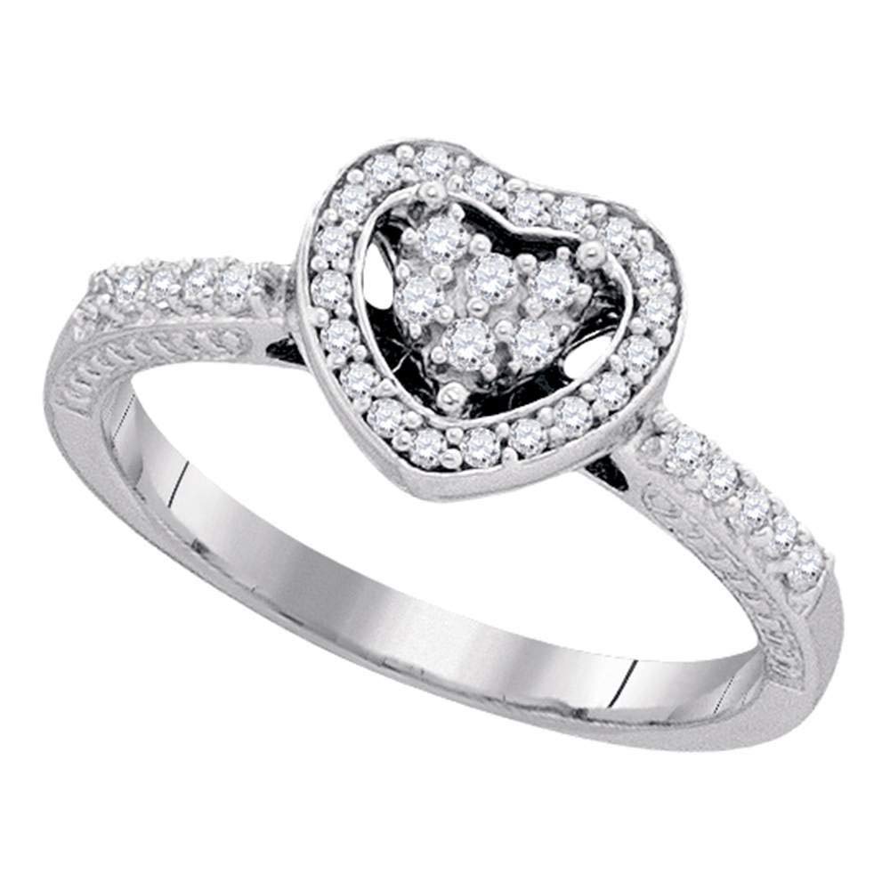 Dazzlingrock 10K White Gold Women's Round Diamond Heart Halo Ring 1/4 CTW - Elegant Jewelry Gift for Valentine's Day, Anniversary & Special Occasions