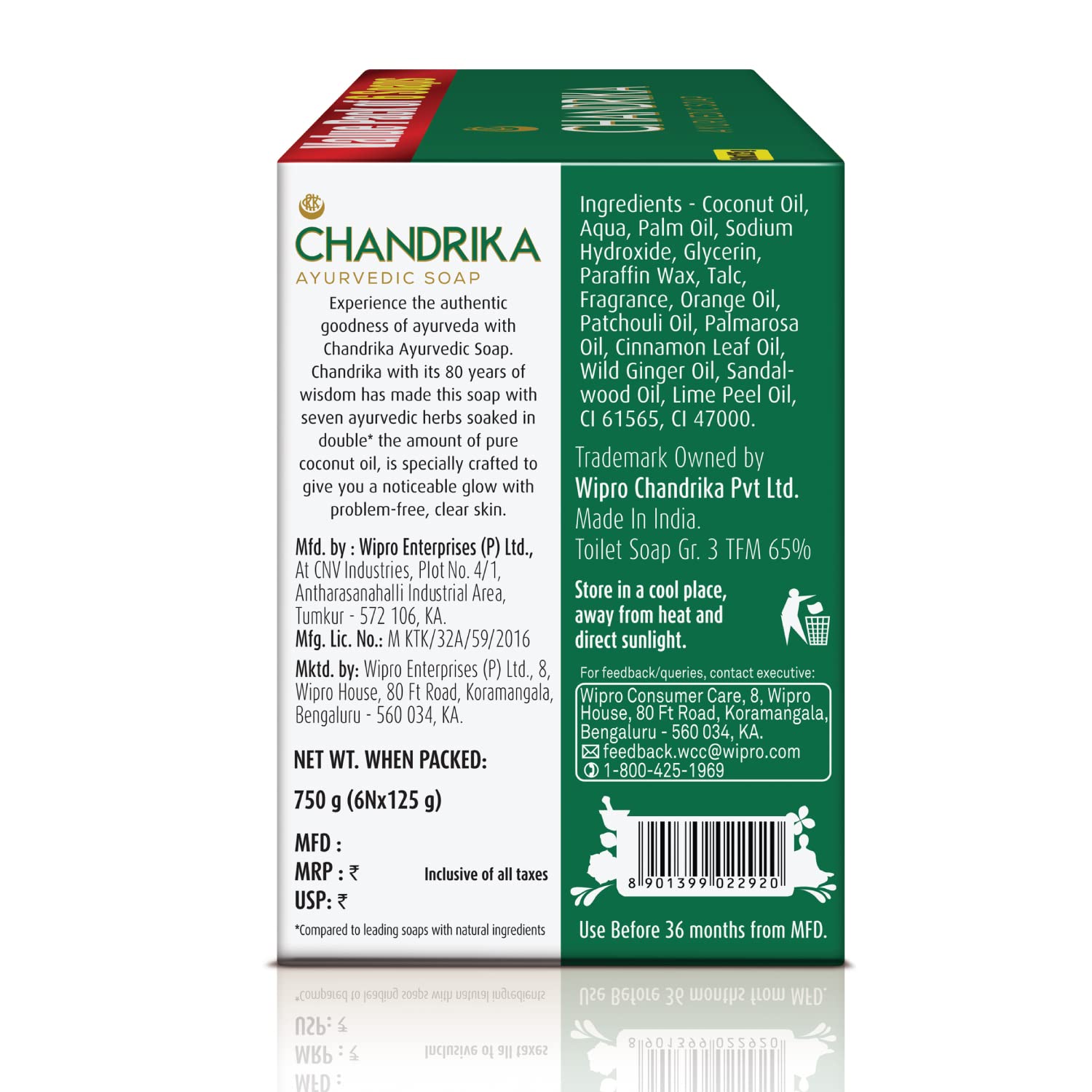 Chandrika Ayurvedic Soap Classic - Handmade Natural Soap for Radiant Skin, All Skin Types, 125g (6-Pack) | Gentle Cleansing & Moisturizing for Daily Skincare Routine