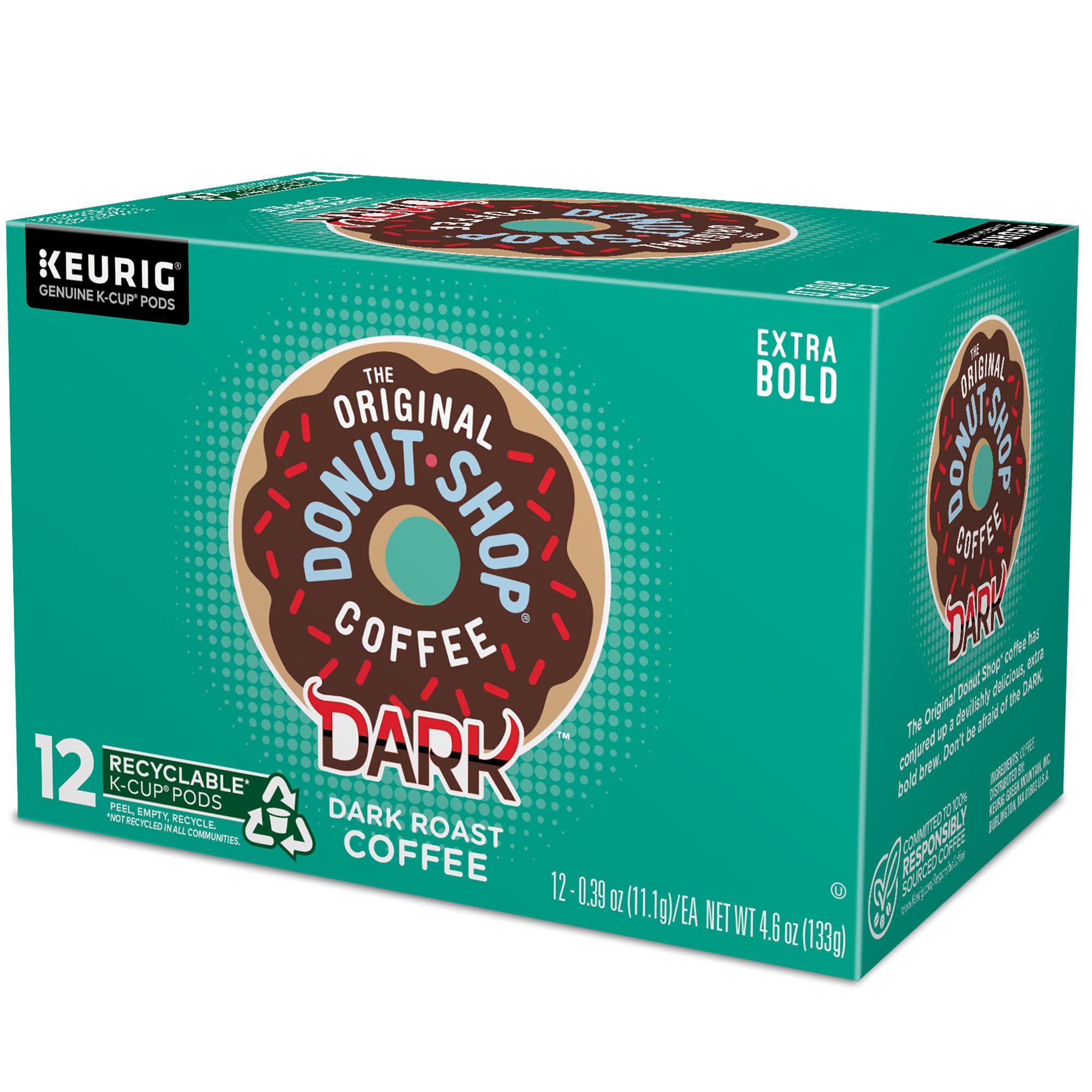 The Original Donut Shop Dark Roast Coffee K-Cups - 12 Count | Bold & Rich Flavor | Perfect for Morning Brew & Office Coffee Break