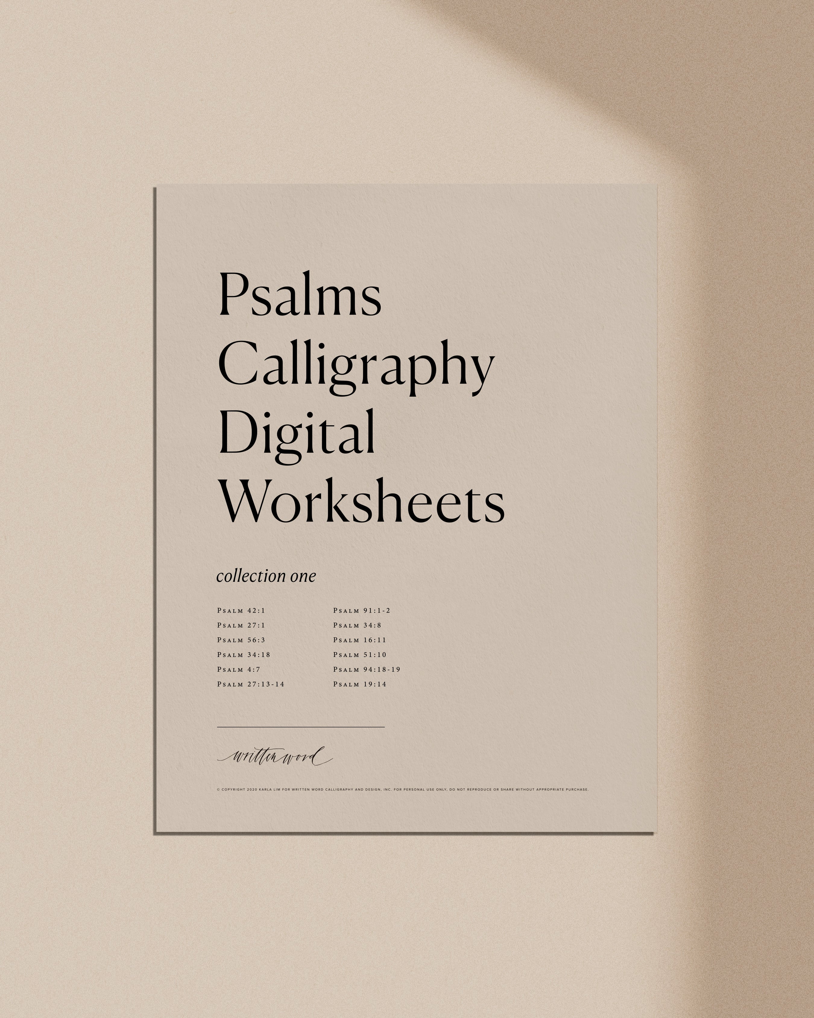 Psalms Collection 1 - Printable Bible Study Worksheets for Personal Devotion & Sunday School Lessons (Digital Download)