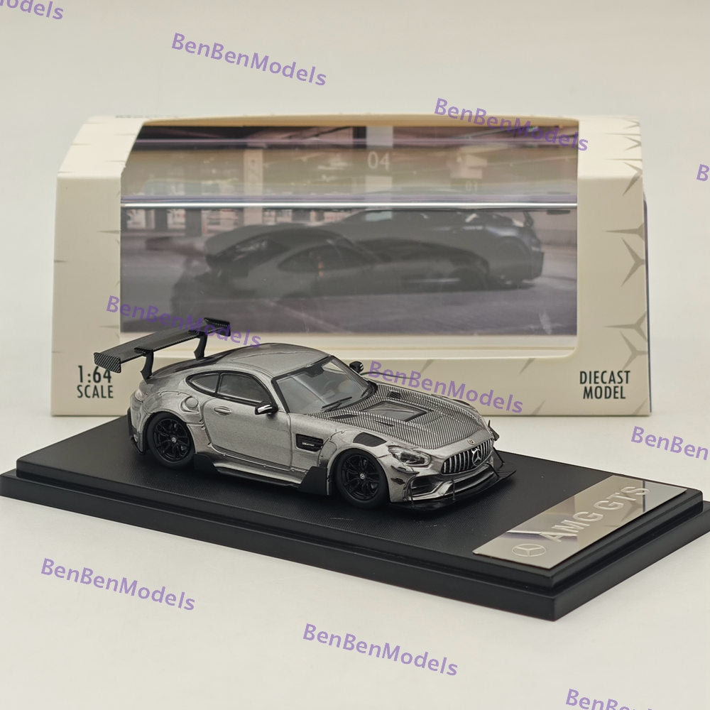 1:64 Rhino Model RM Mercedes AMG GTS Widebody Racing Sports Car Diecast Model - Silver - Collectible Toy for Display, Racing Enthusiasts & Car Lovers