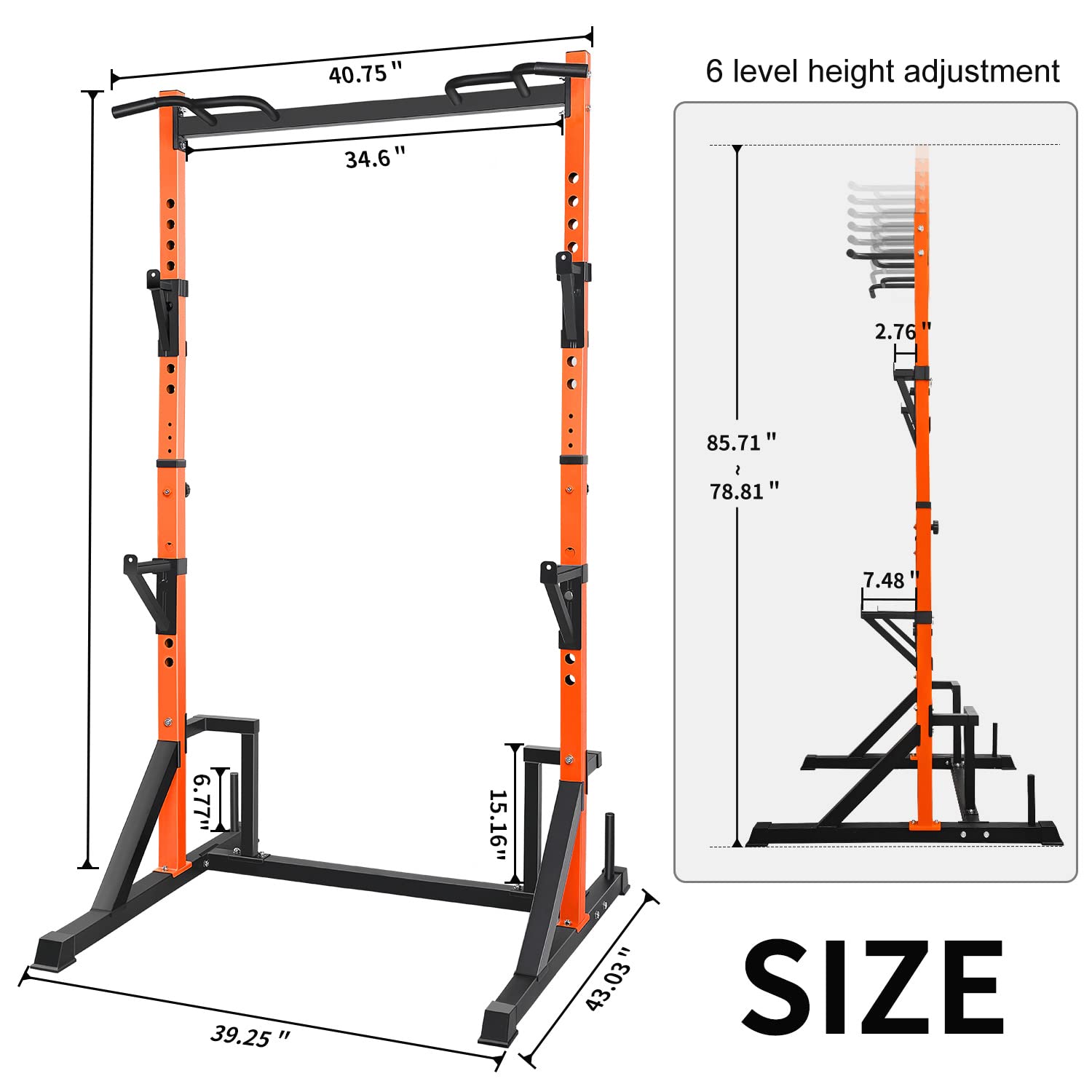 CANPA Heavy Duty Power Rack with Pull-Up Bar - 1000LB Capacity Adjustable Squat Rack for Home Gym - Perfect for Strength Training, Weight Lifting & CrossFit Workouts