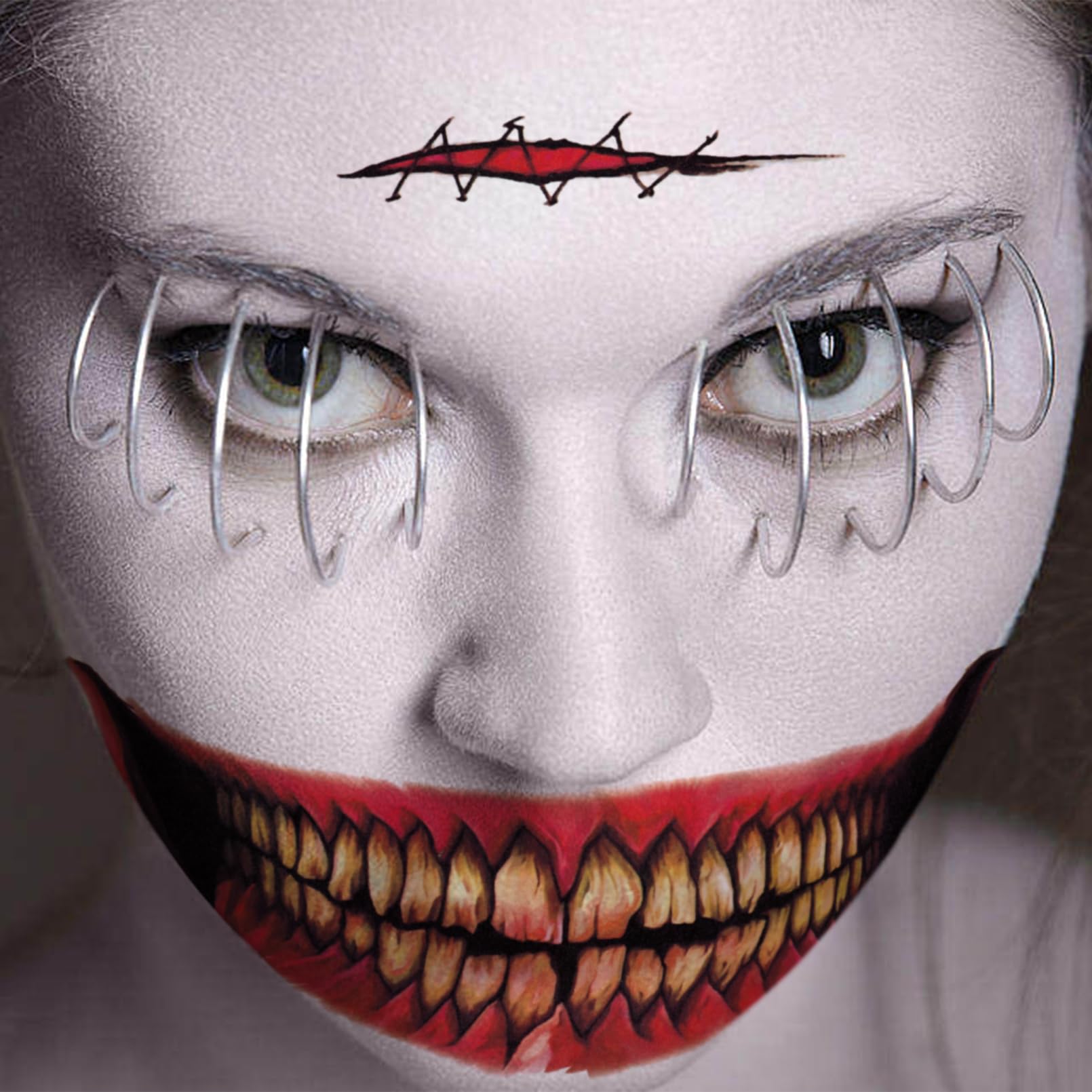 170+ PCS Halloween Mouth Tattoos - 30 Sheets Zombie, Pumpkin, Witch & Sugar Skull Designs for Scary Makeup & Face Tattoos - Perfect for Halloween Parties, Horror Prank Gifts & Cosplay Costume Accessories