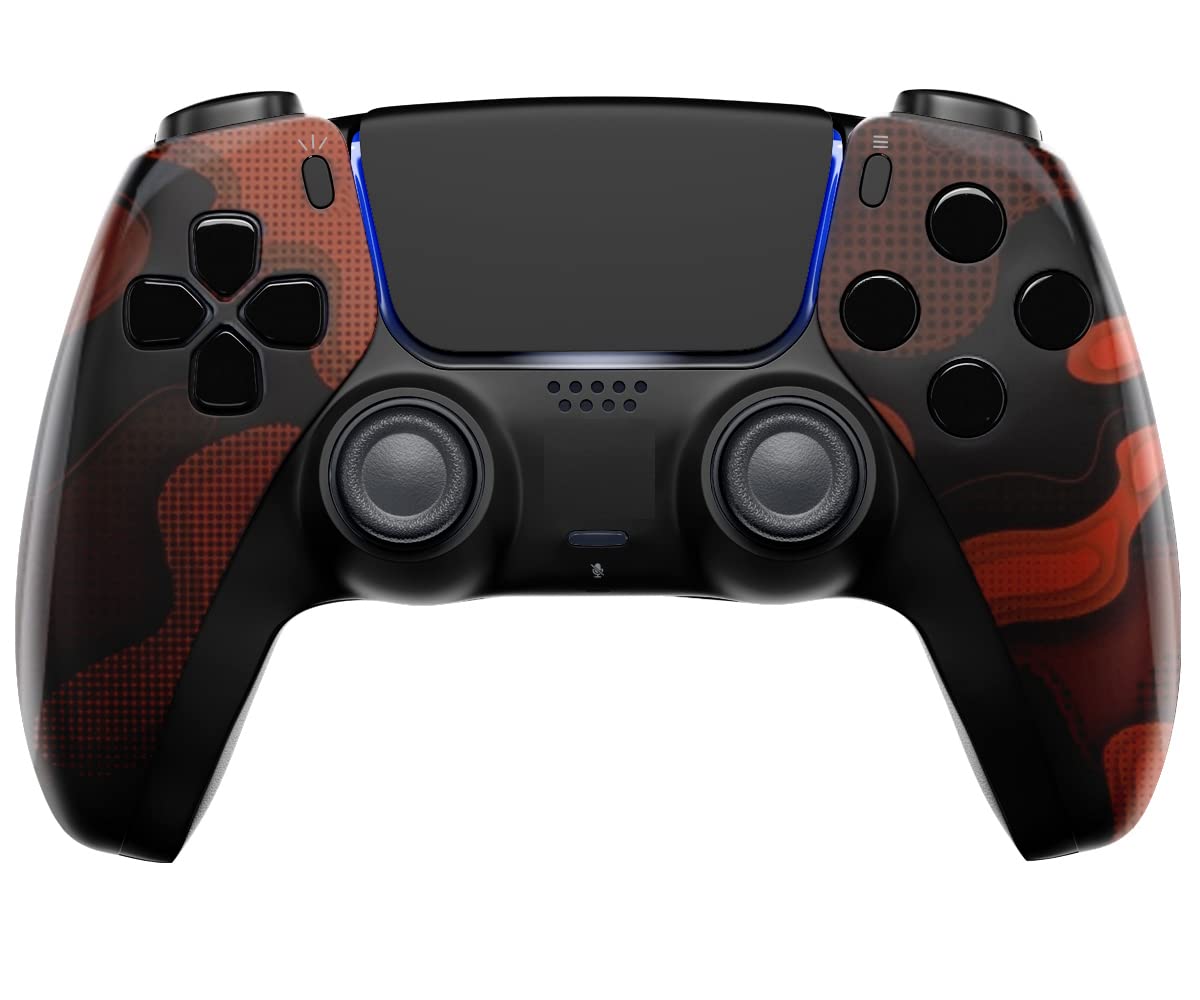 MODDEDZONE Wireless PS5 Controller with Exclusive Designs - Compatible with PlayStation 5 & PC - Premium Red Camo Gaming Controller Made in USA - Perfect Gift for Gamers - Ideal for Competitive Gaming, Streaming & Casual Play