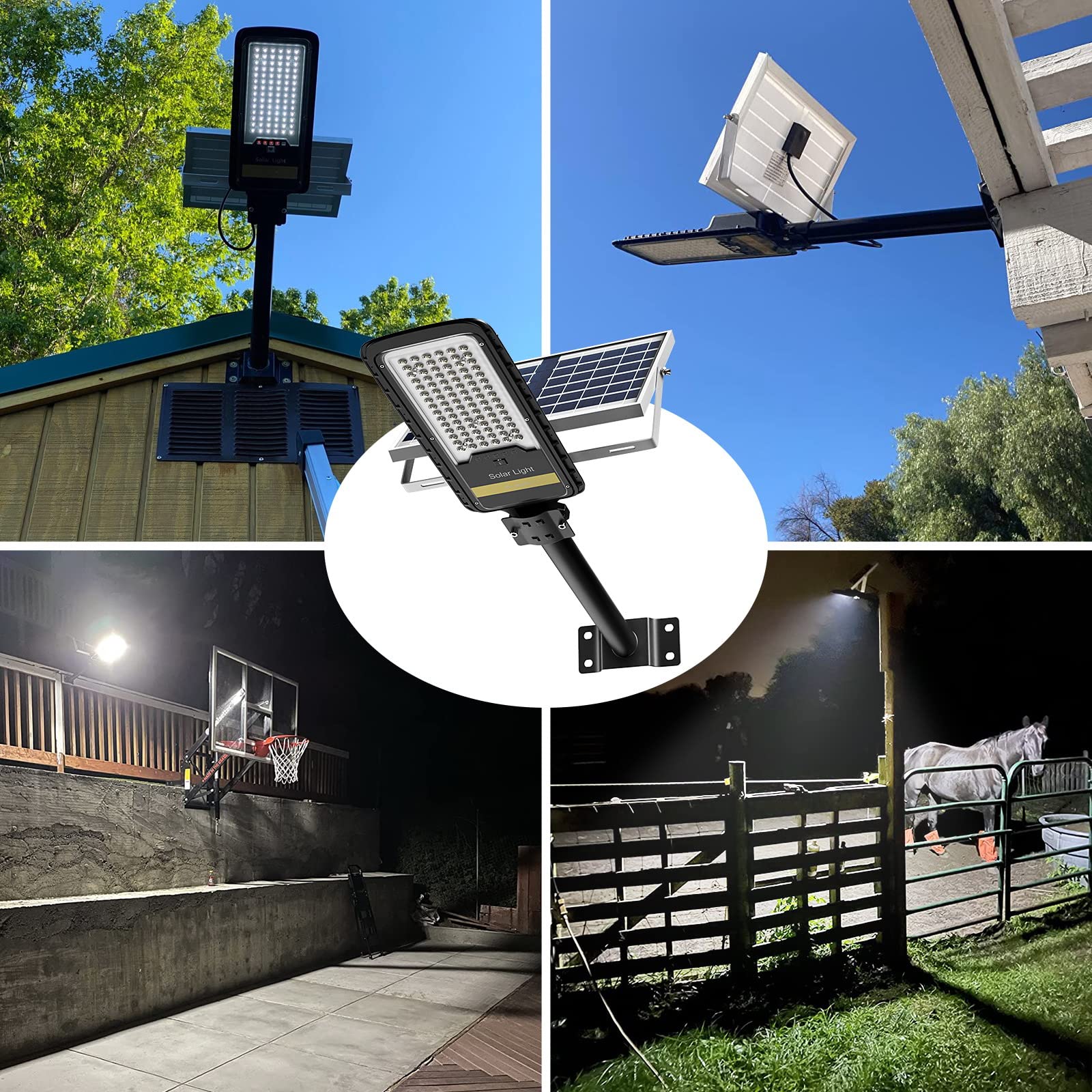 Engrepo Solar Street Lights Outdoor 15000LM - IP67 Waterproof LED Flood Light with Remote Control & Mounting Bracket - Dusk to Dawn Security Lighting for Yard, Garden, Driveway, Pathway & Backyard (Solar Powered, Energy Efficient)
