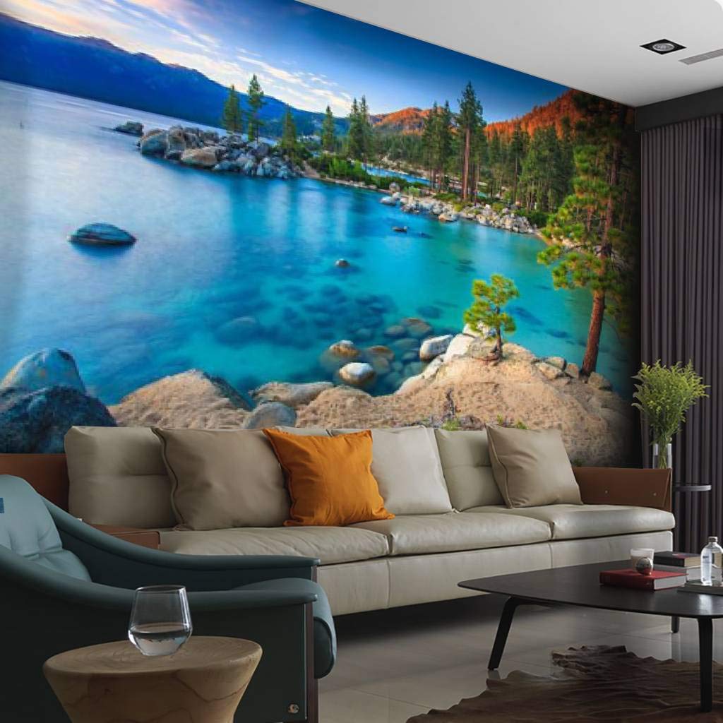 Lake Tahoe Scenic Wallpaper - Self-Adhesive Peel & Stick Wall Mural Canvas Print for Living Room, Bedroom & Office Decor | Easy DIY Wall Decal & Home Sticker