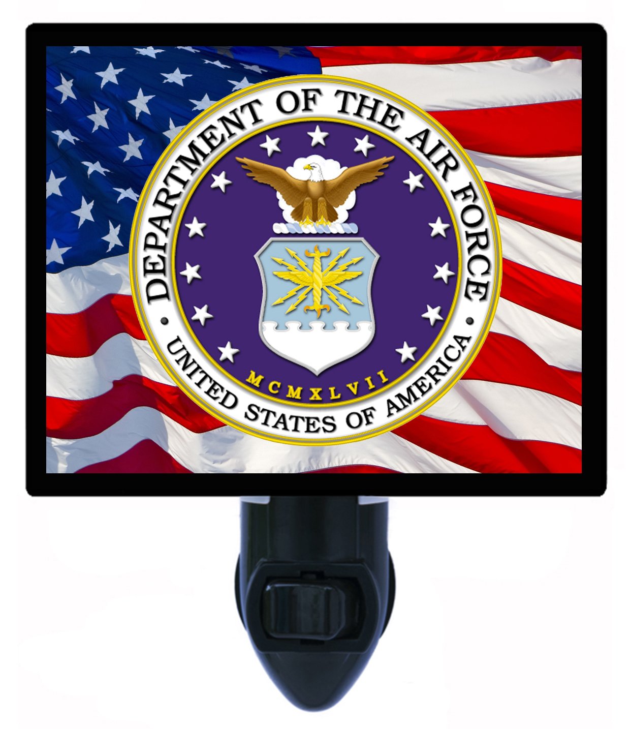 Patriotic Air Force LED Night Light - USA Flag Themed Plug-in Night Lamp for Bedroom, Nursery, Kids Room - Perfect for Military Home Decor & Patriotic Gifts