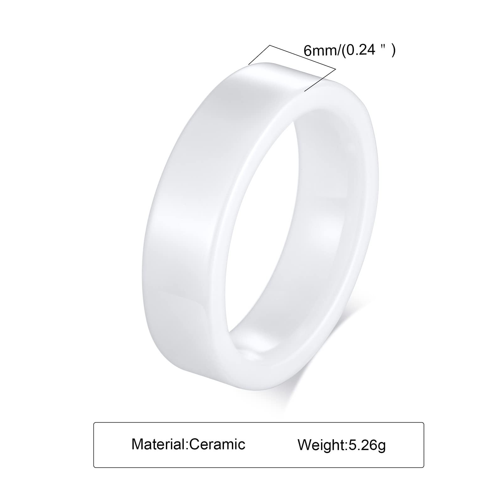 6MM Comfort Fit Ceramic Rings for Men - White & Black Plain Band Wedding Promise Rings for Him | Durable & Hypoallergenic Jewelry for Everyday Wear, Gifts & Special Occasions