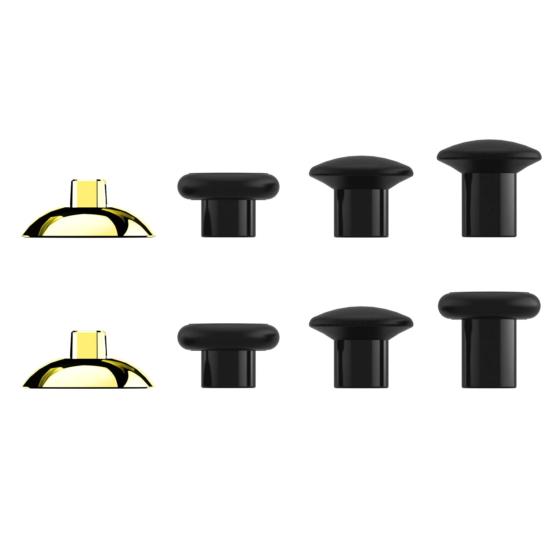 eXtremeRate Thumbstick Grips for PS4 & PS5 Controller - Ergonomic Interchangeable Analog Sticks with 3 Height Options (Chrome Gold & Black) - Perfect for FPS, Racing & Action Games