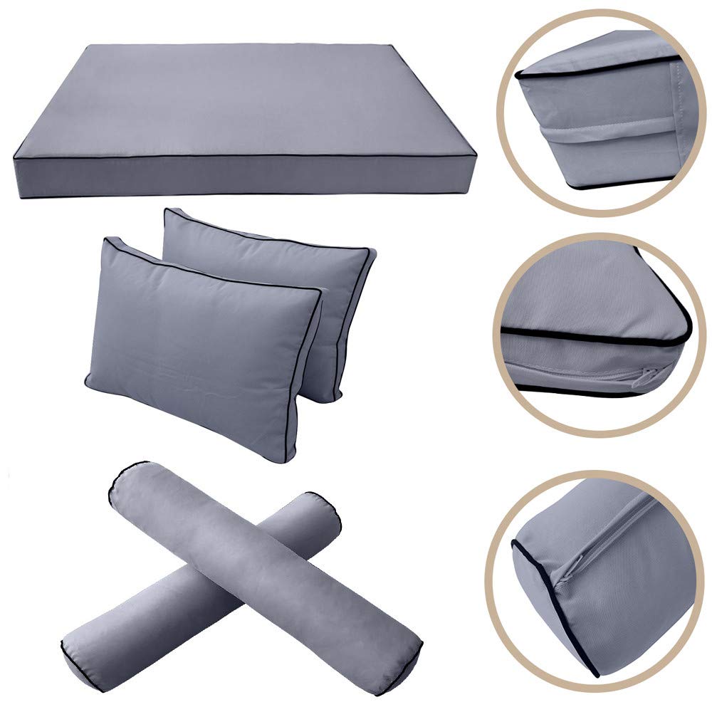 **Prolinemax Style1 5-Piece Outdoor Daybed Cushion Set - Contrast Piping, Crib Size (AD001) - Perfect for Patio, Poolside & Garden Lounging**    (Note: If 