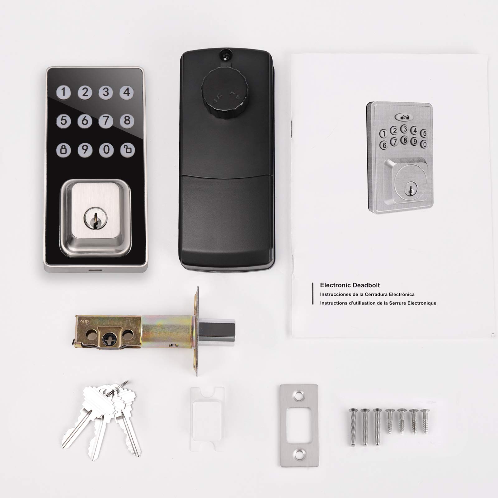 Probrico Smart Keyless Entry Door Lock - Keypad Deadbolt with 100 User Codes, 1-Touch Motorized Locking, Easy Installation & Programming in Satin Nickel Finish | Secure Your Home, Office or Rental Property