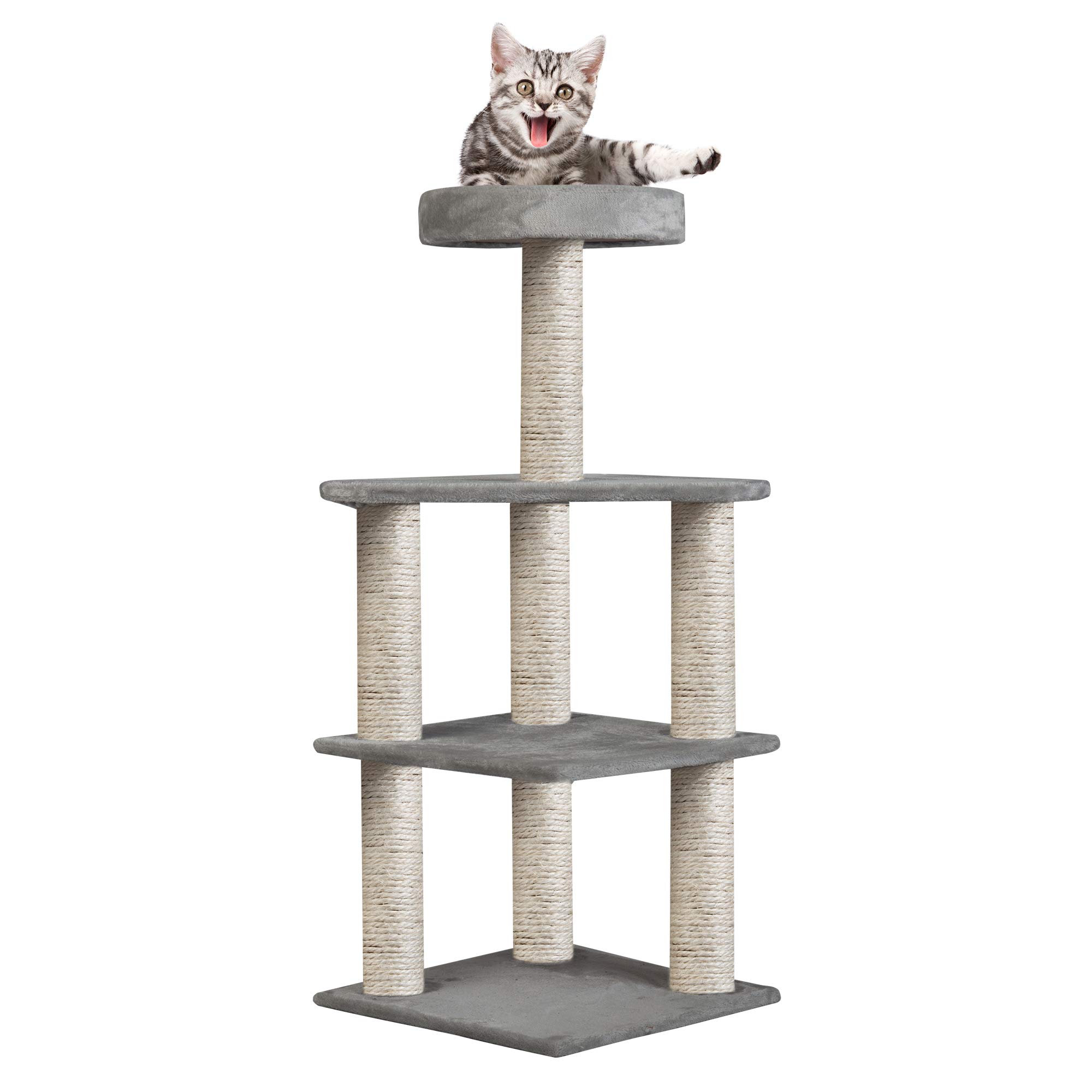 Dporticus Large Cat Tree with Scratching Posts, Condo, Hammock & Sisal-Covered Climber - 37.4