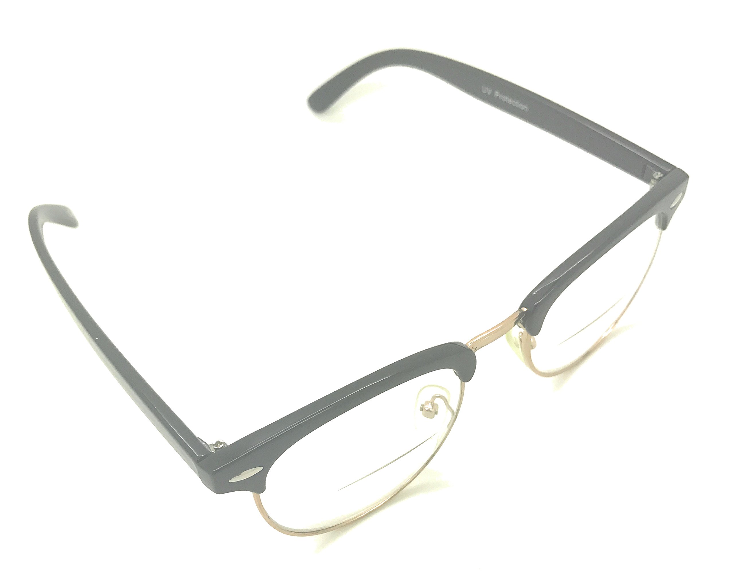 Bifocal Reading Glasses for Men & Women - Semi-Rimless Metal Frame with Clear Lenses - Perfect for Reading, Computer Work & Close-Up Tasks